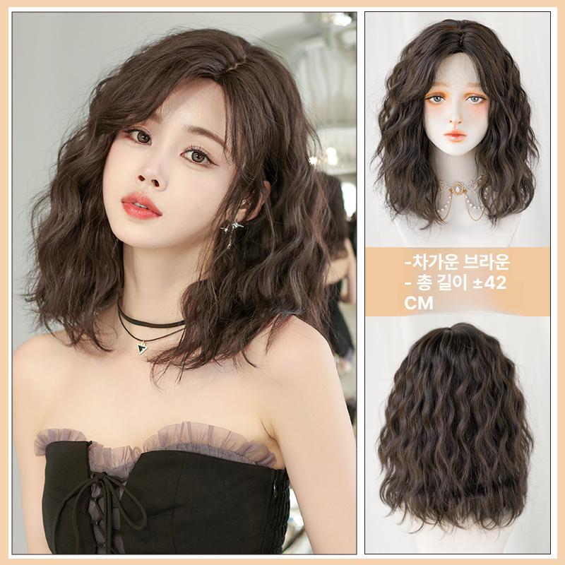 여성 웨이브  펌 가발 항암가발 42cm 블랙티 이미지 7