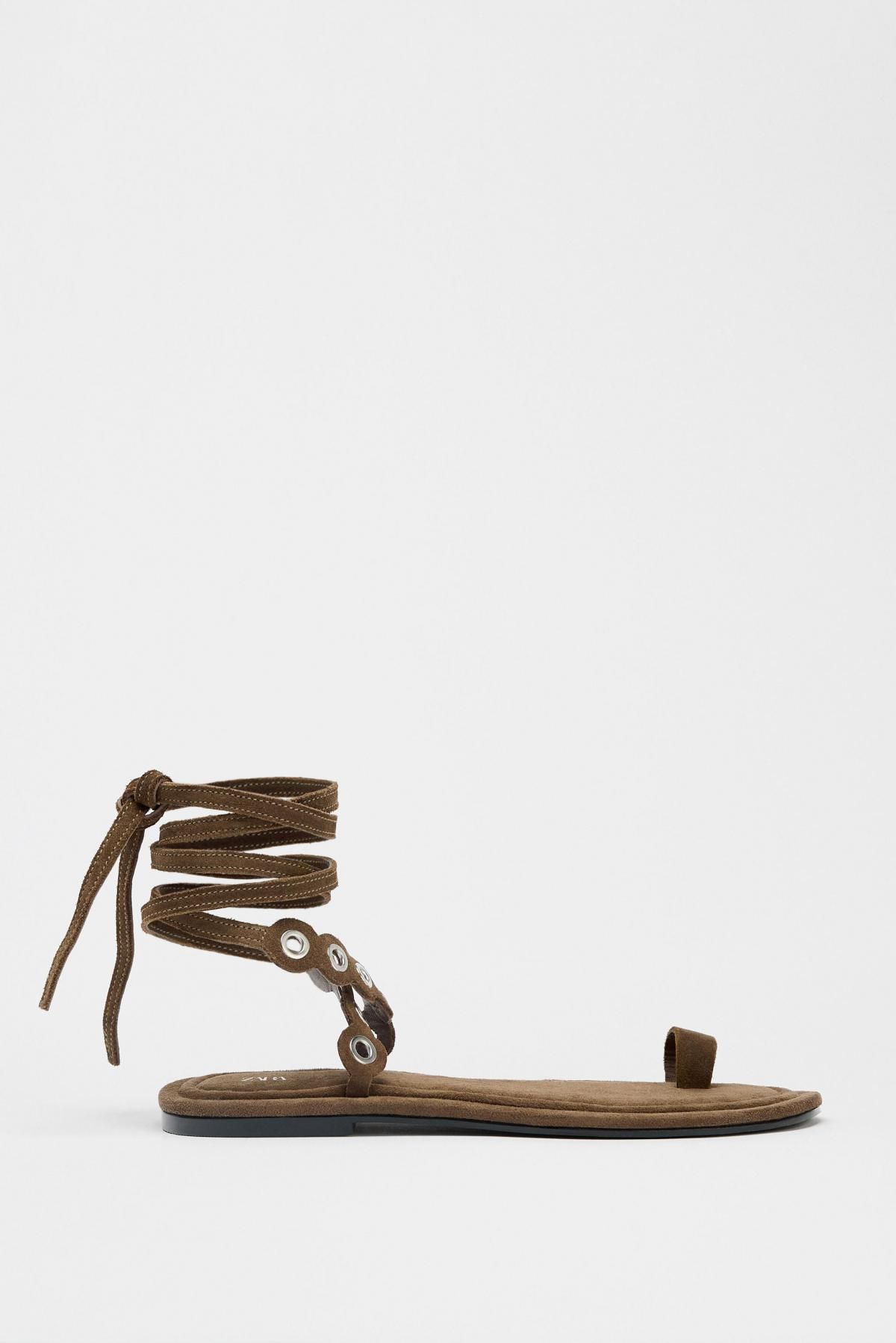 자라 레더 스트랩 메탈 아일렛 샌들 3640/510 BROWN - 메인 이미지