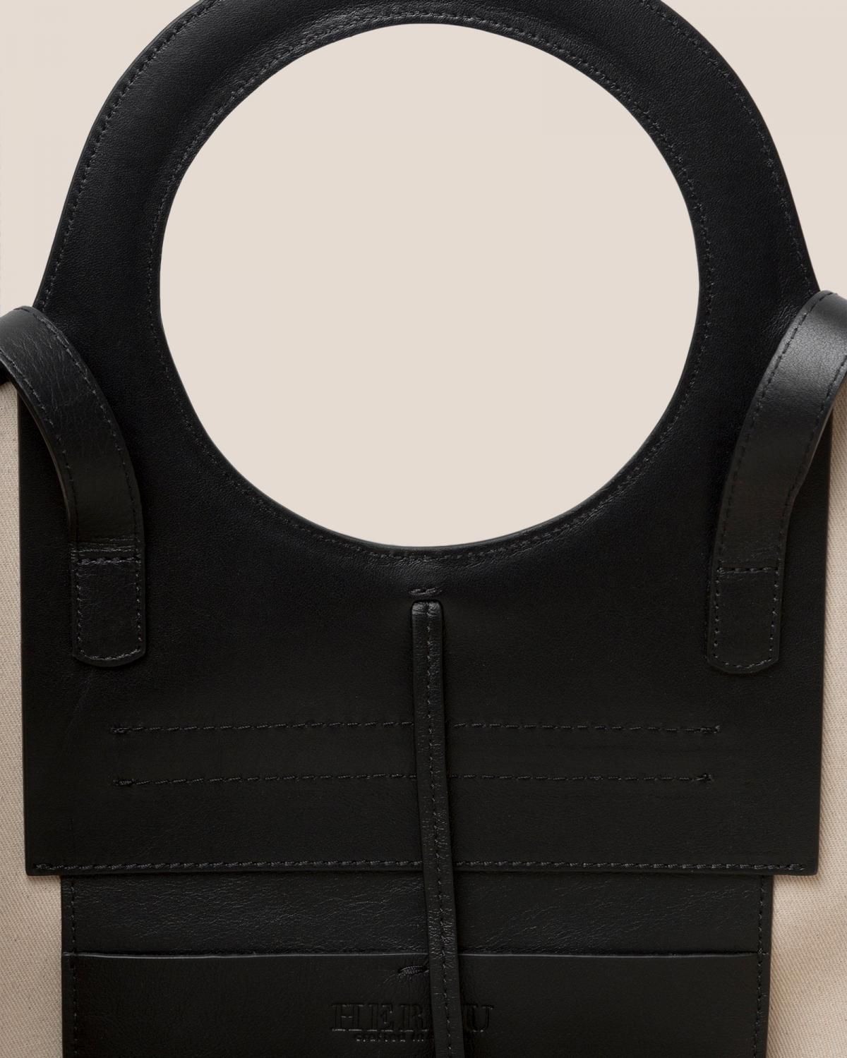 헤레우 CALA L 가죽 트림 캔버스 토트백 7697105649880 BEIGE/BLACK - 상세 이미지 5