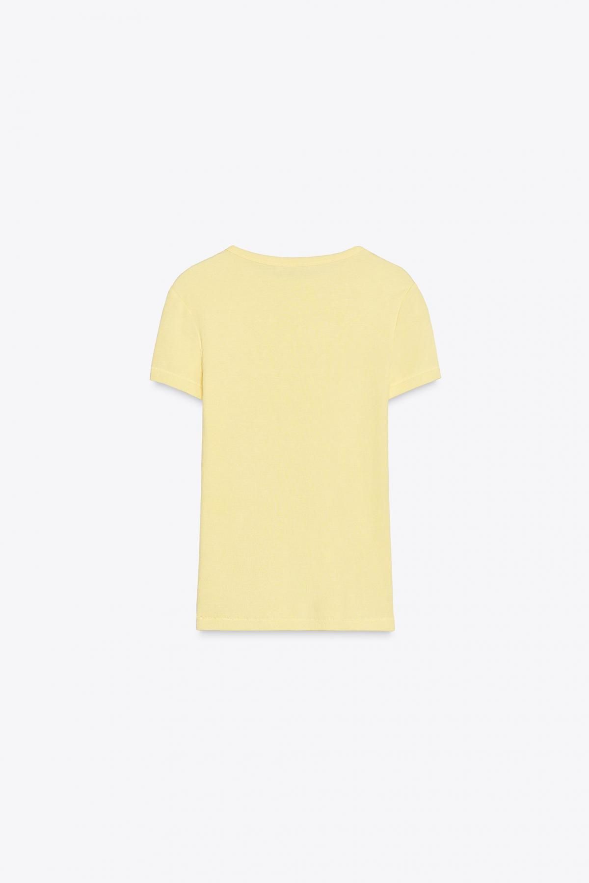자라 라이트옐로우 슬림핏 테크니컬 반팔 티셔츠 5584/315 YELLOW - 상세 이미지 5