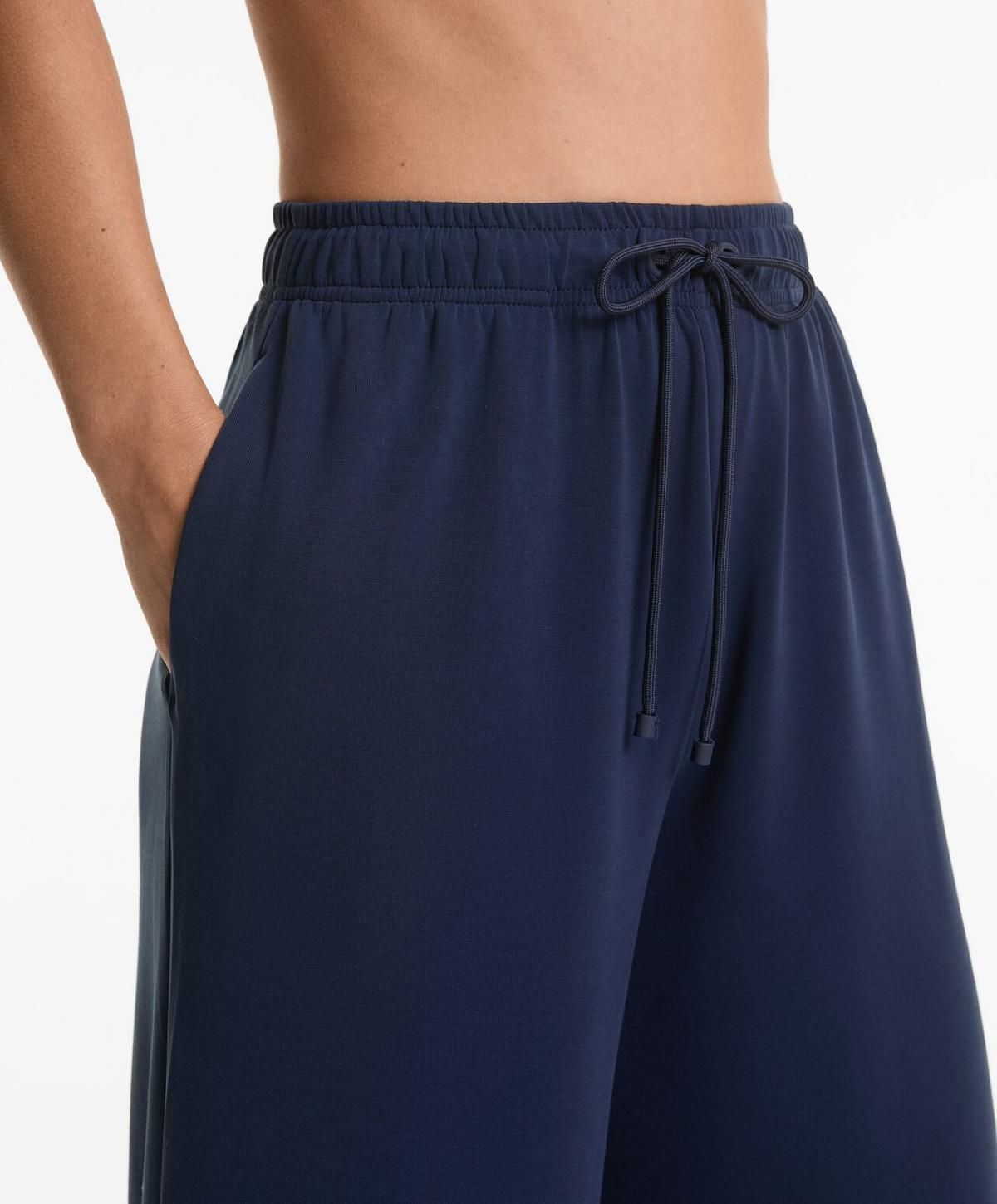 오이쇼 모달 소프트터치 와이드 크롭 팬츠 6235/792 NAVY - 상세 이미지 5