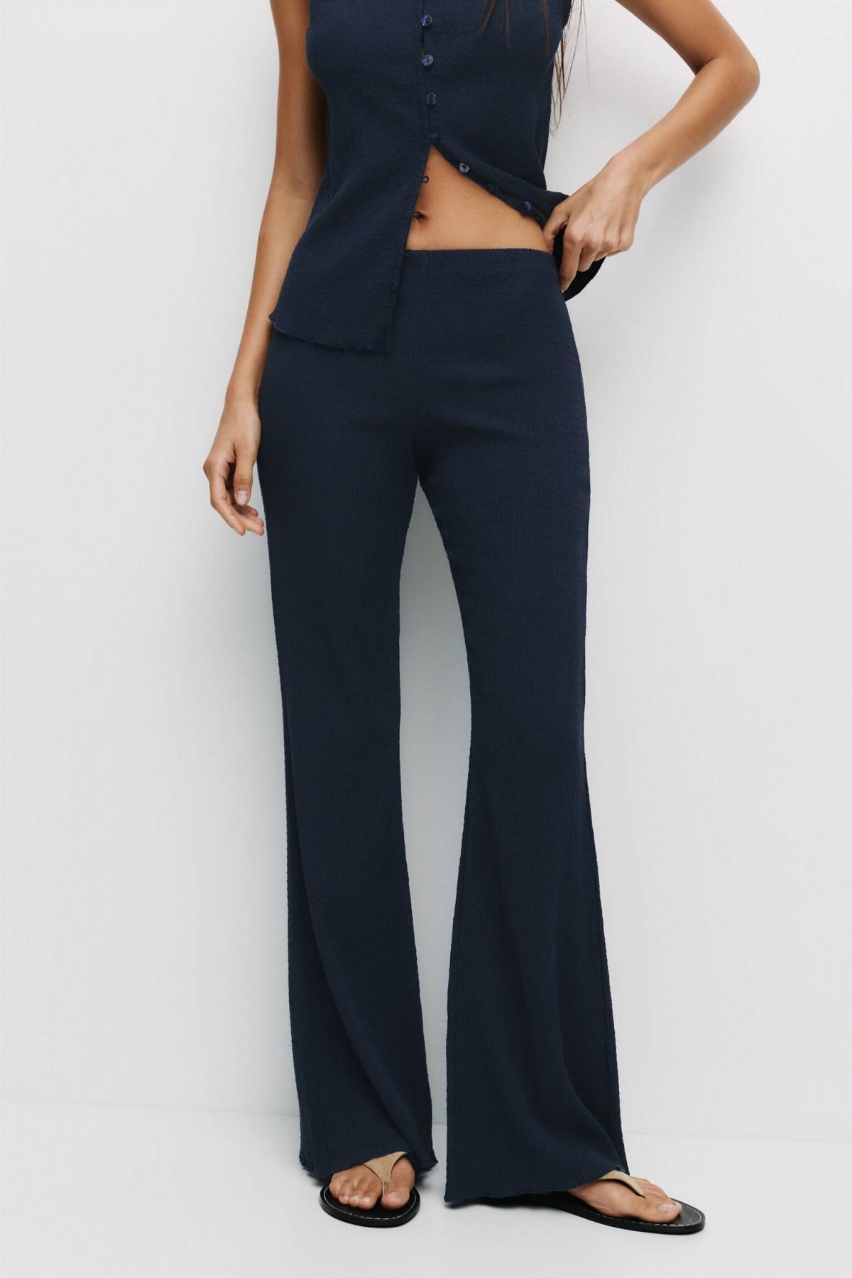 풀앤베어 네이비 크레이프 스트레이트 팬츠 7675/387 NAVY - 상품 이미지