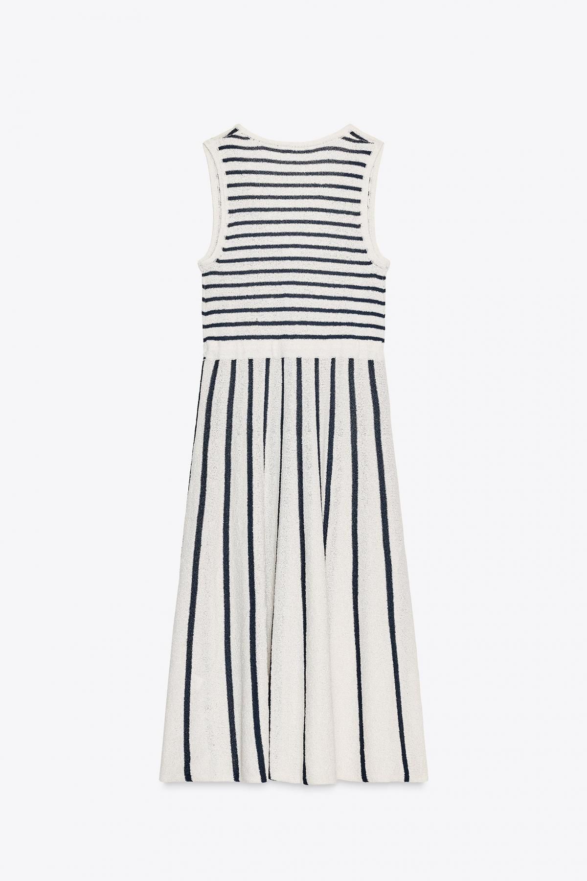 자라 스트라이프 니트 브이넥 민소매 미디 원피스 8779/633 STRIPED - 상세 이미지 5