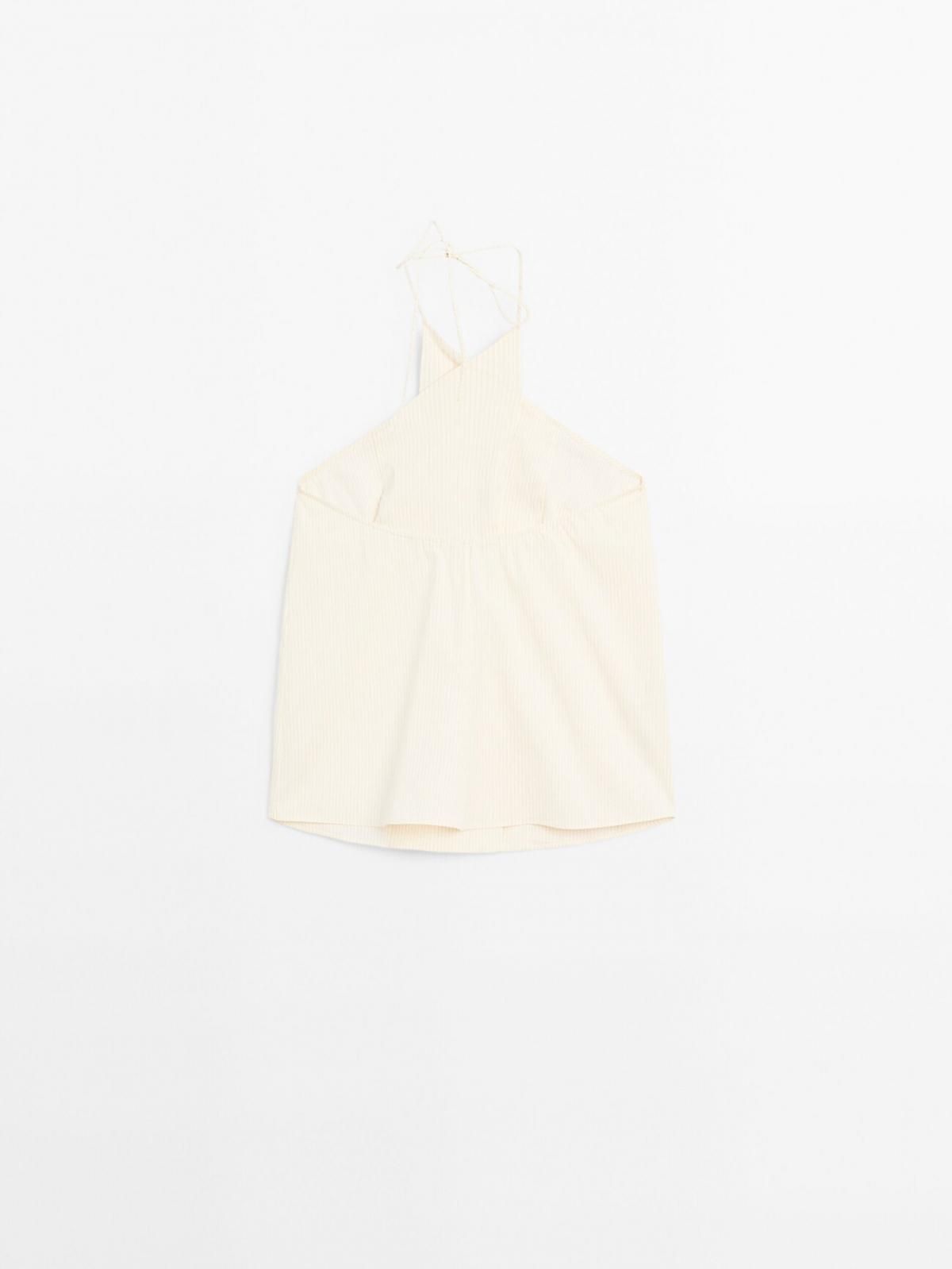 마시모두띠 스트라이프 코튼블렌드 홀터넥 민소매 블라우스 5751/865 CREAM - 상품 이미지