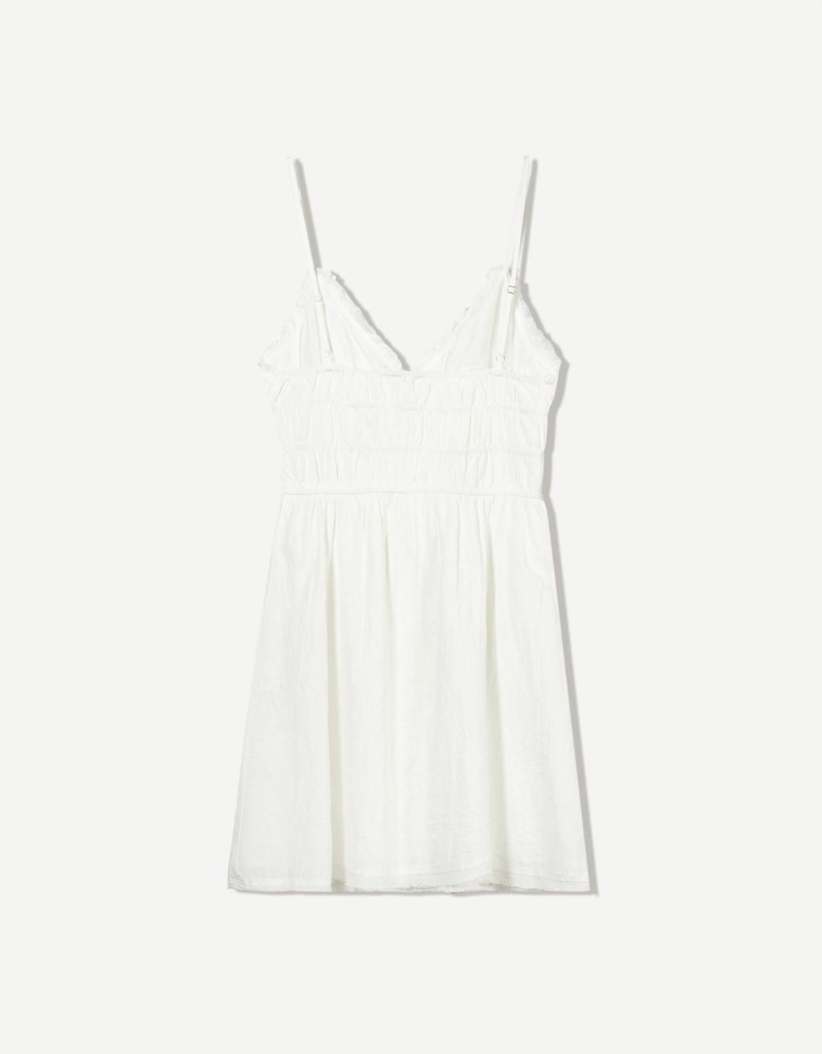 버쉬카 러플 러스틱 미니 원피스 0740/207 WHITE - 상품 이미지
