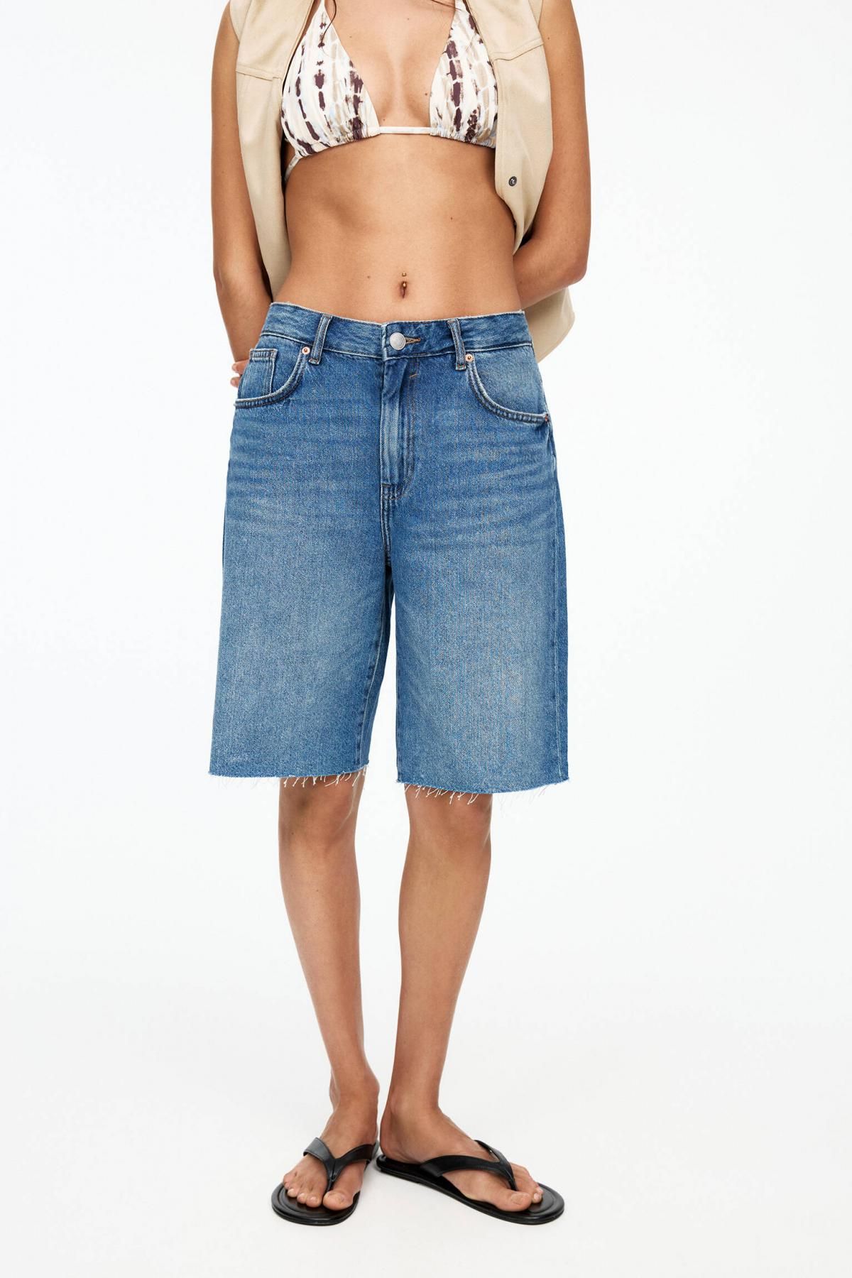 풀앤베어 데님 배기 버뮤다 배기핏 반바지 3697/304 DARK BLUE - 상세 이미지 4