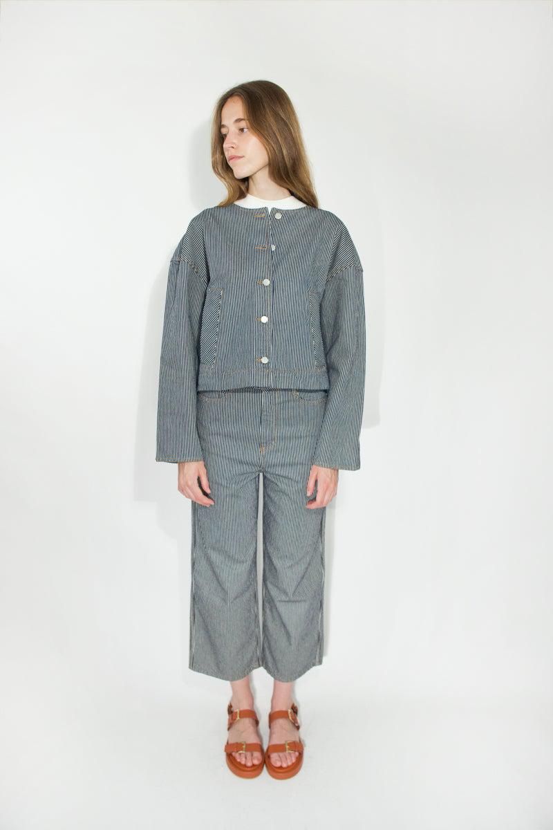 타이니코튼 스트라이프 데님 라운드넥 재킷 SS25-796R82 ONE COLOR - 상세 이미지 3
