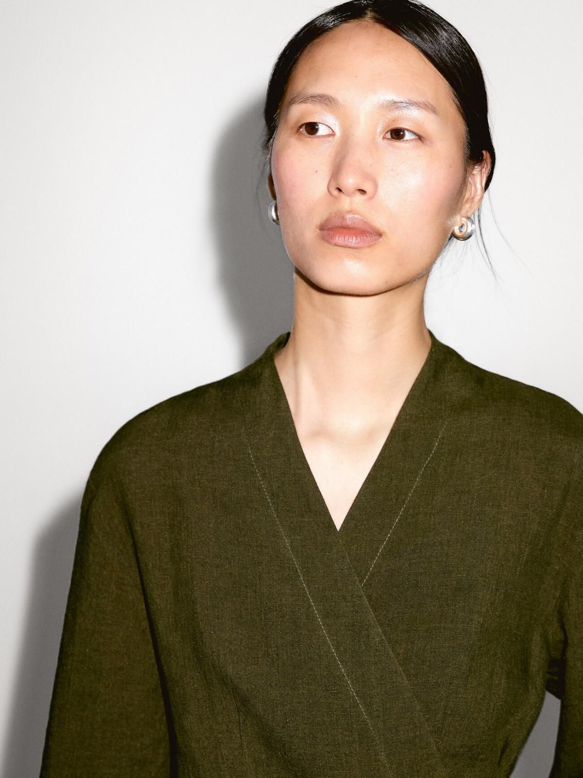 마시모두띠 린넨 테크니컬 랩 브이넥 키모노 자켓 6050/678 GREEN - 상세 이미지 4