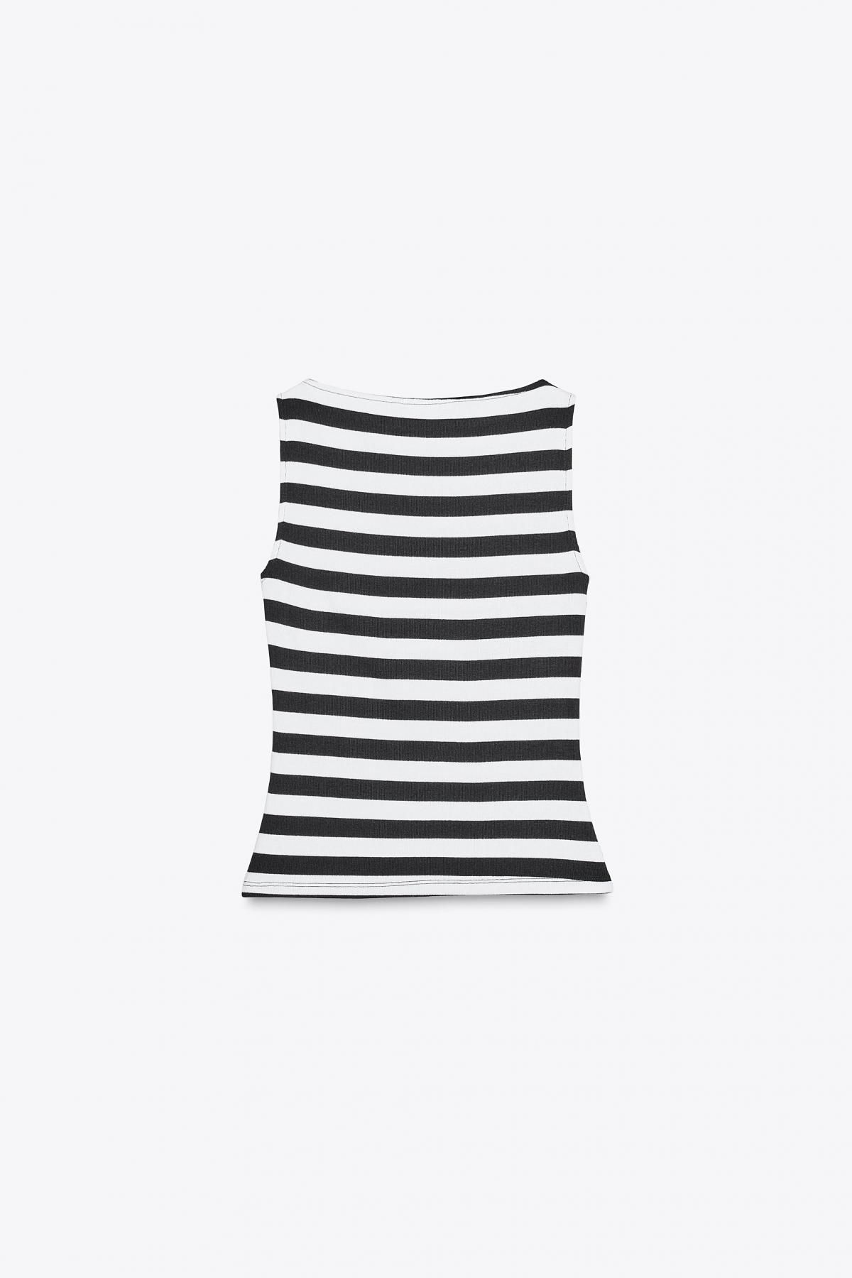 자라 스트라이프 슬림핏 보트넥 민소매 티셔츠 1044/152 STRIPED - 상세 이미지 2