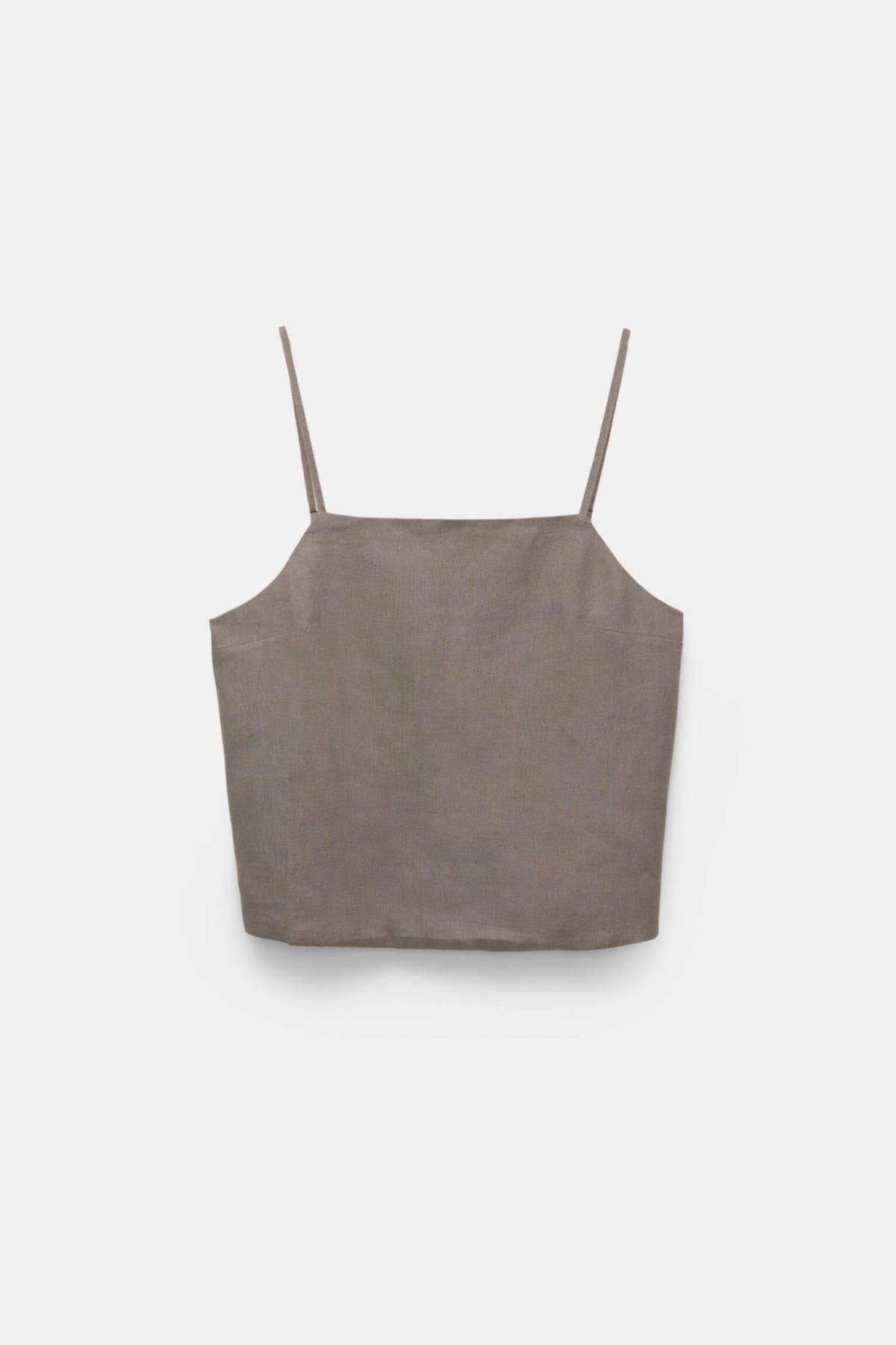 풀앤베어 린넨 민소매 크롭 탑 7472/342 TAUPE - 상품 이미지