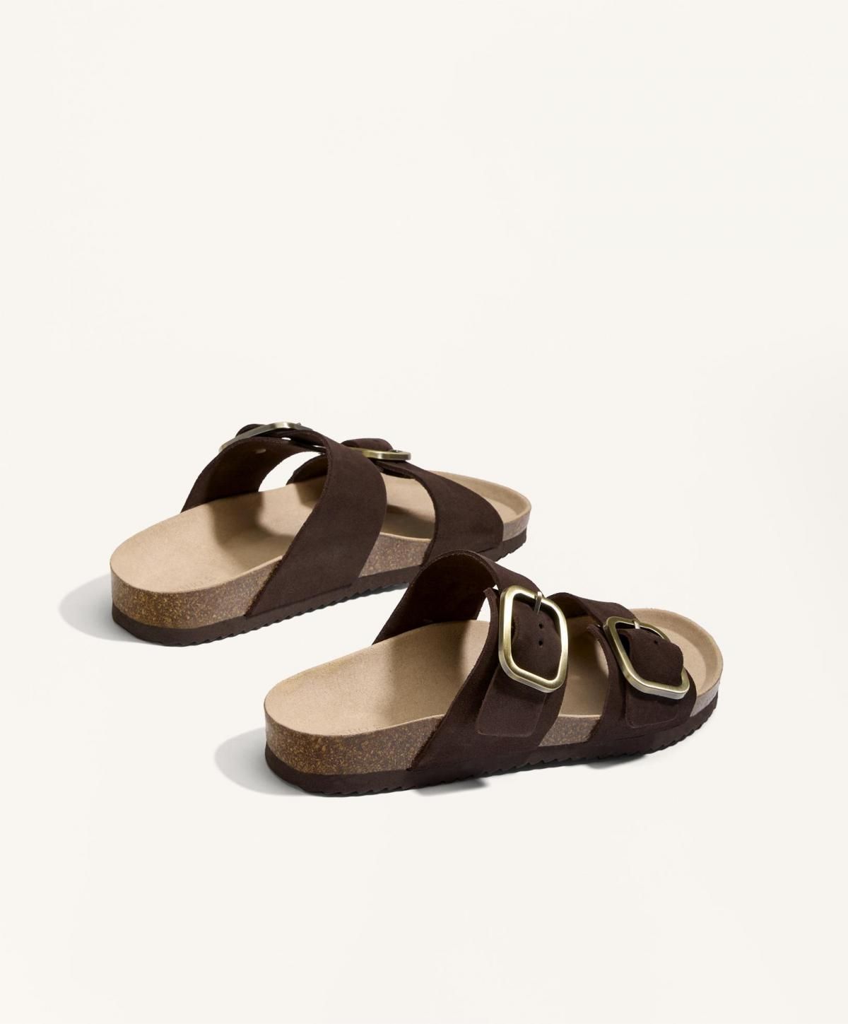 오이쇼 버클 스플릿 레더 슬라이드 샌들 1270/680 BROWN - 상세 이미지 5