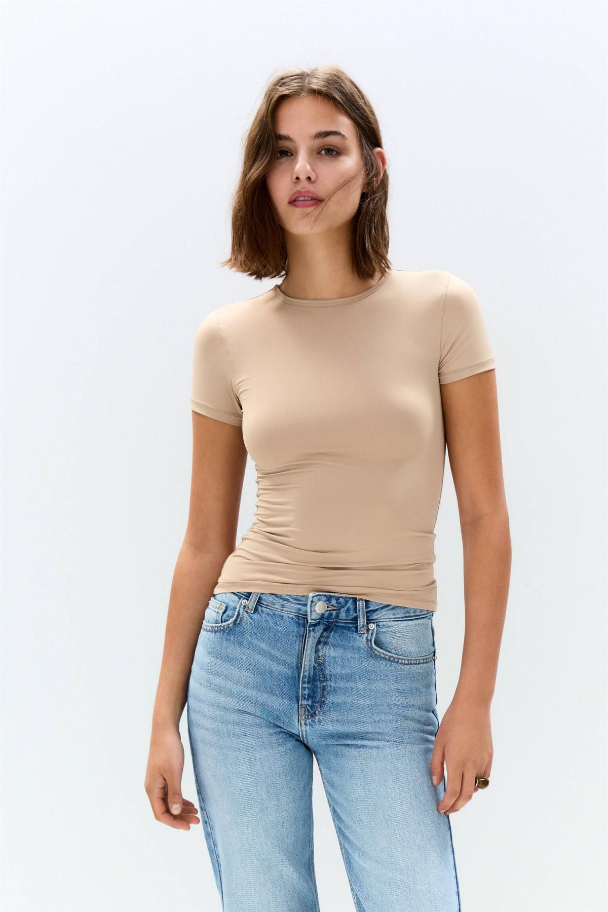 풀앤베어 베이직 폴리아미드 반팔 티셔츠 3245/313 BEIGE - 상세 이미지 3