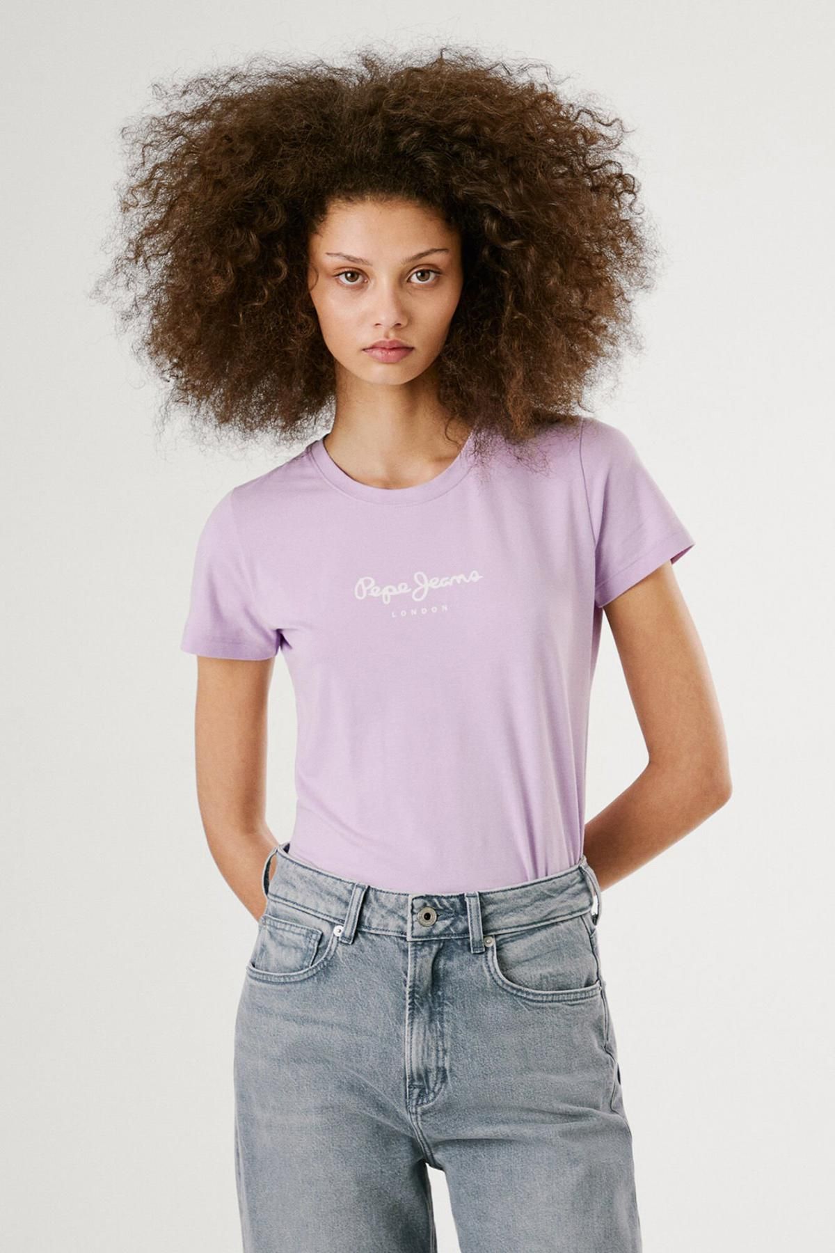 페페진스 라벤더 로고 프런트 베이직 반팔 티셔츠 0142194 MORADO/LILA - 상품 이미지