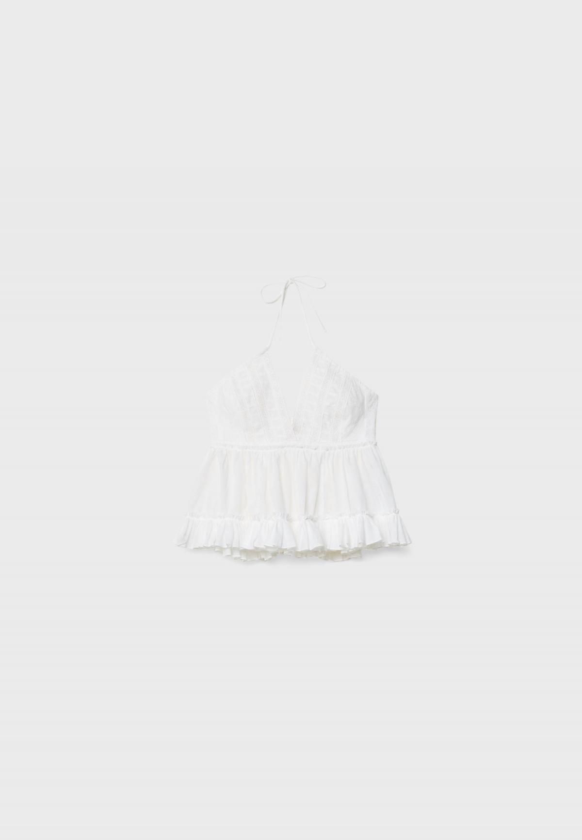스트라디바리우스 레이스 자수 루즈핏 민소매 블라우스 8140/200 WHITE - 상세 이미지 3
