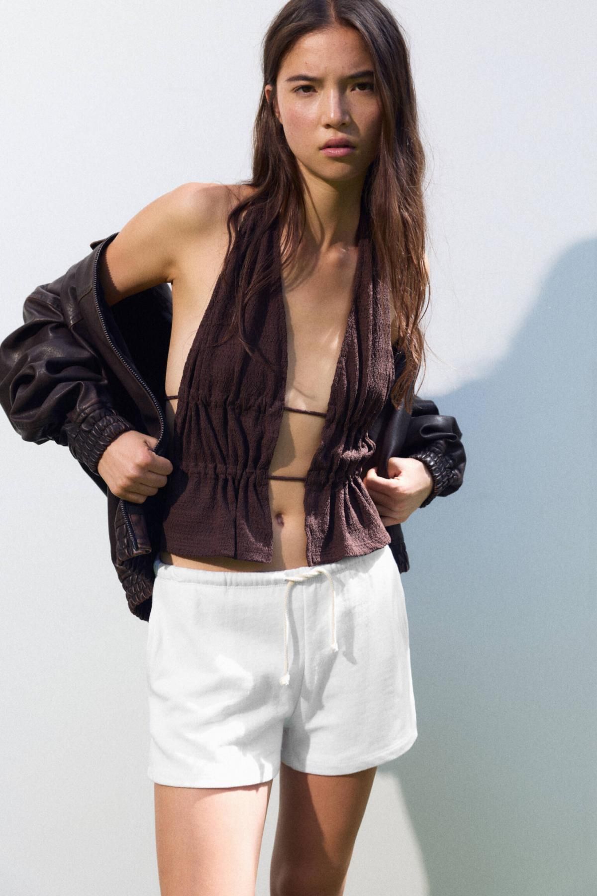 풀앤베어 화이트 드로스트링 코튼 조거 반바지 3696/301 OFF WHITE - 상세 이미지 2