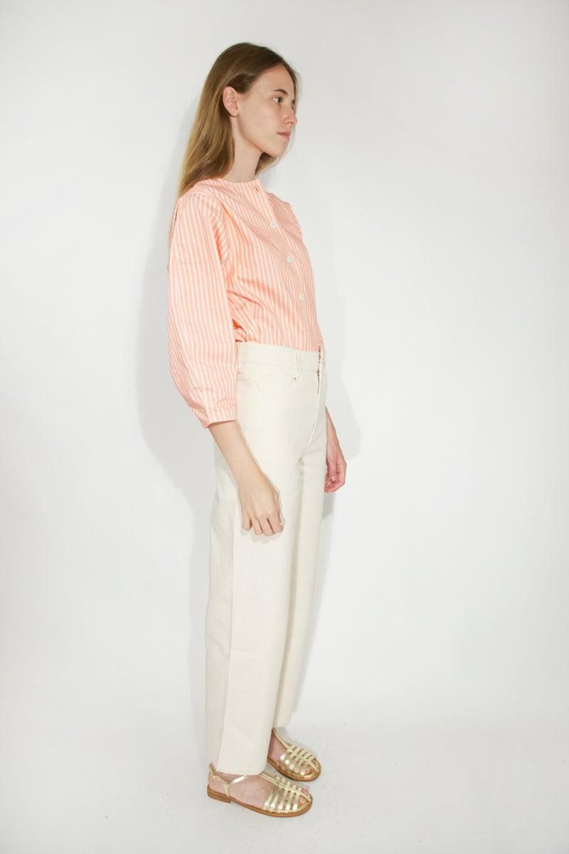 타이니코튼 스트라이프 라운드넥 블라우스 CHAQUETA A RAYAS SS25-678N38 ONE COLOR - 상세 이미지 4