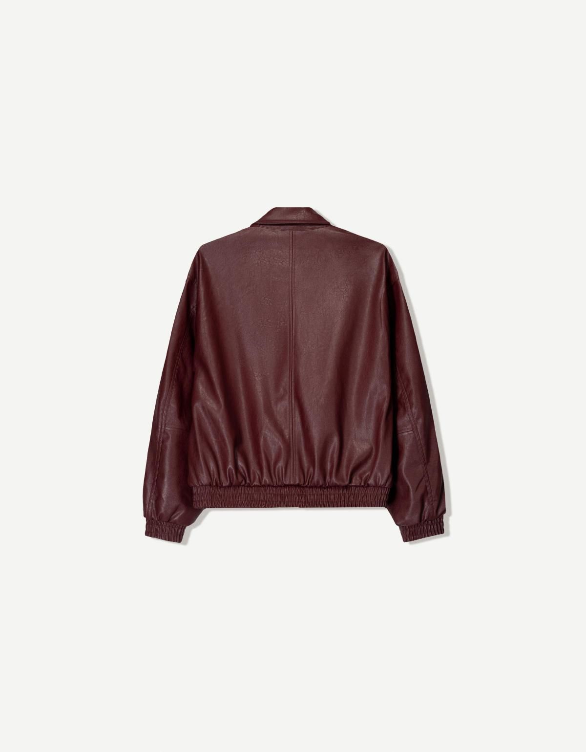 버쉬카 오버핏 페이크레더 버건디 자켓 1524/718 BURGUNDY - 상세 이미지 2