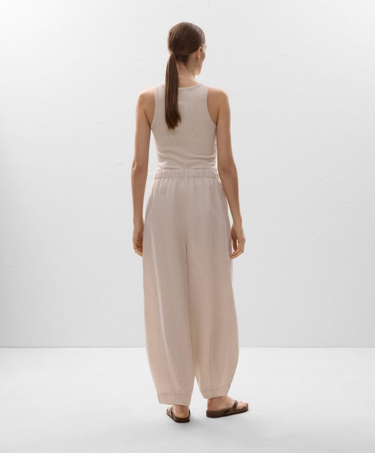 오이쇼 내추럴 린넨 벌룬 팬츠 와이드 밴딩 3304/044 SANDMELANGE - 상세 이미지 5