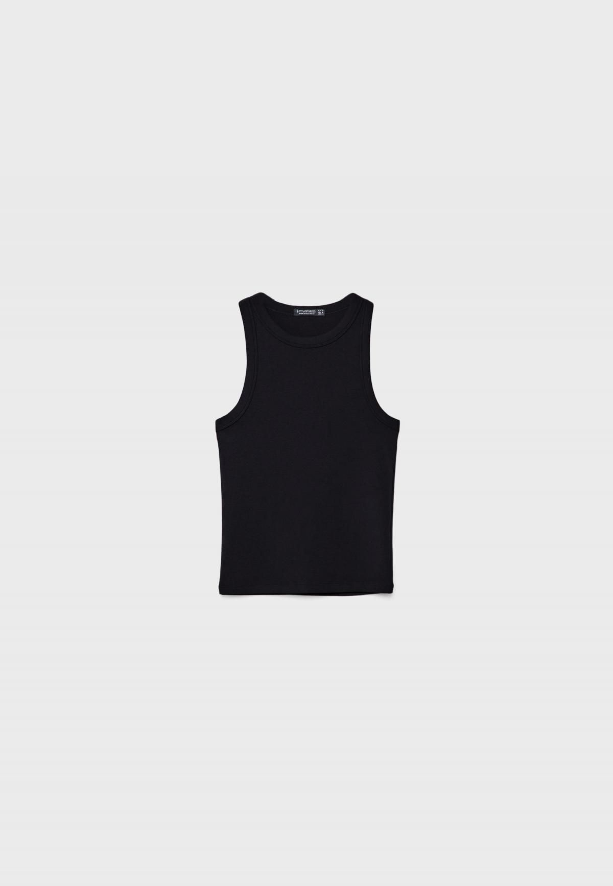 스트라디바리우스 베이직 슬리브리스 테크니컬 라운드넥 민소매 티셔츠 2550/593 BLACK - 상품 이미지