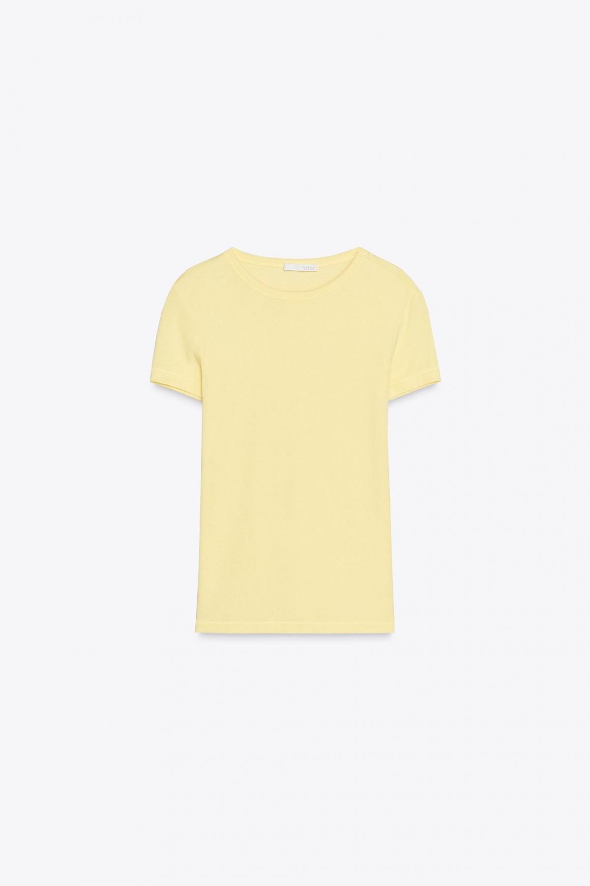 자라 라이트옐로우 슬림핏 테크니컬 반팔 티셔츠 5584/315 YELLOW - 메인 이미지