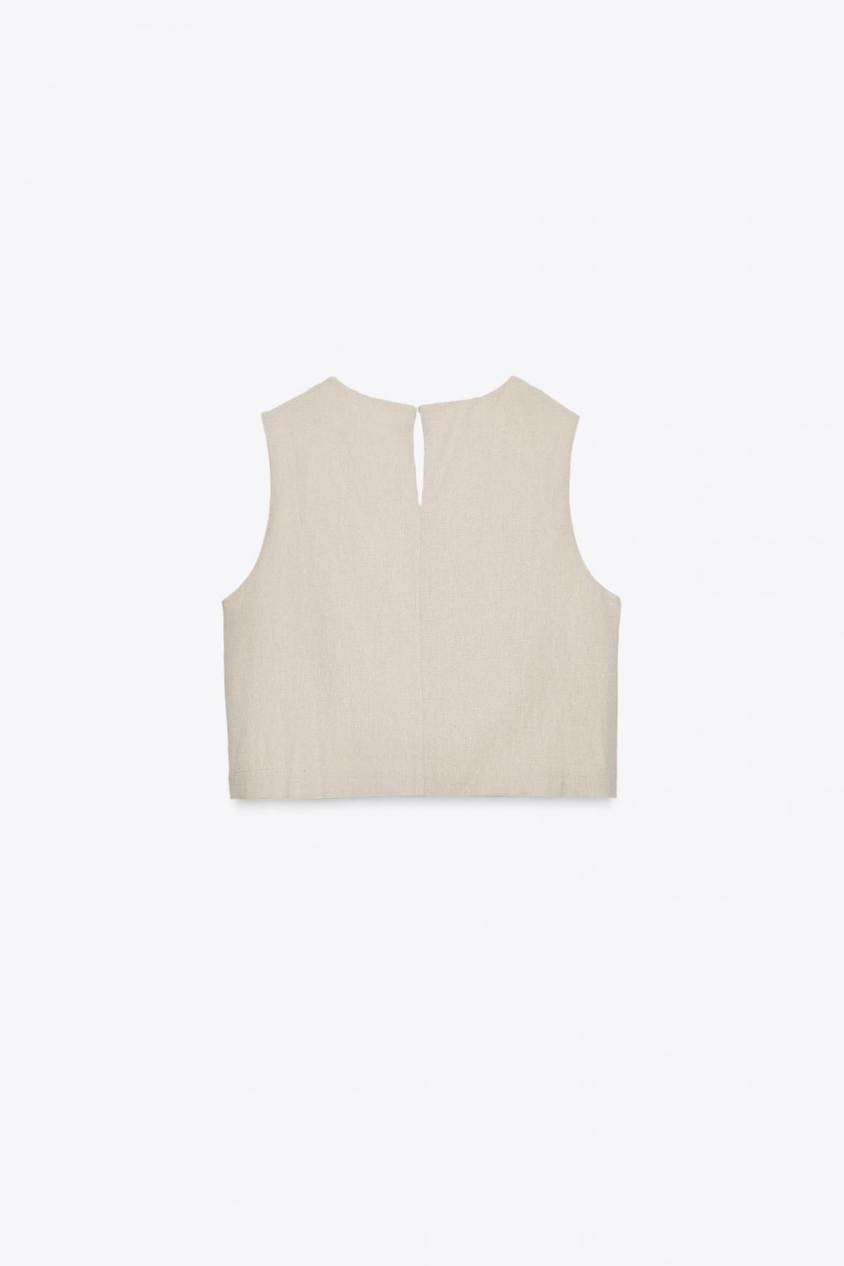 자라 린넨블렌드 크로스 민소매 베스트 8127/939 LIGHT BEIGE - 상세 이미지 5