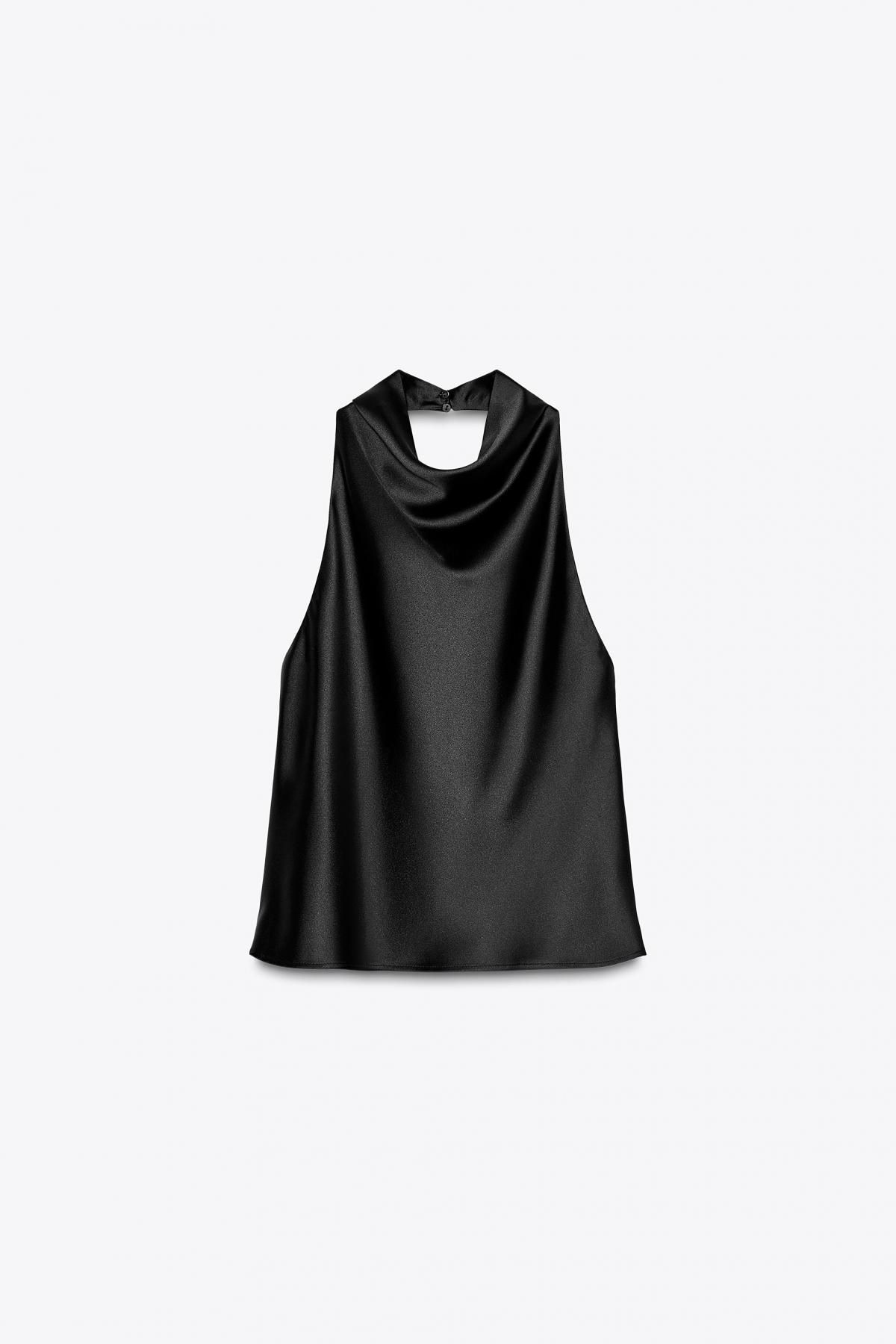 자라 새틴 백리스 홀터넥 탑 2157/221 BLACK - 메인 이미지