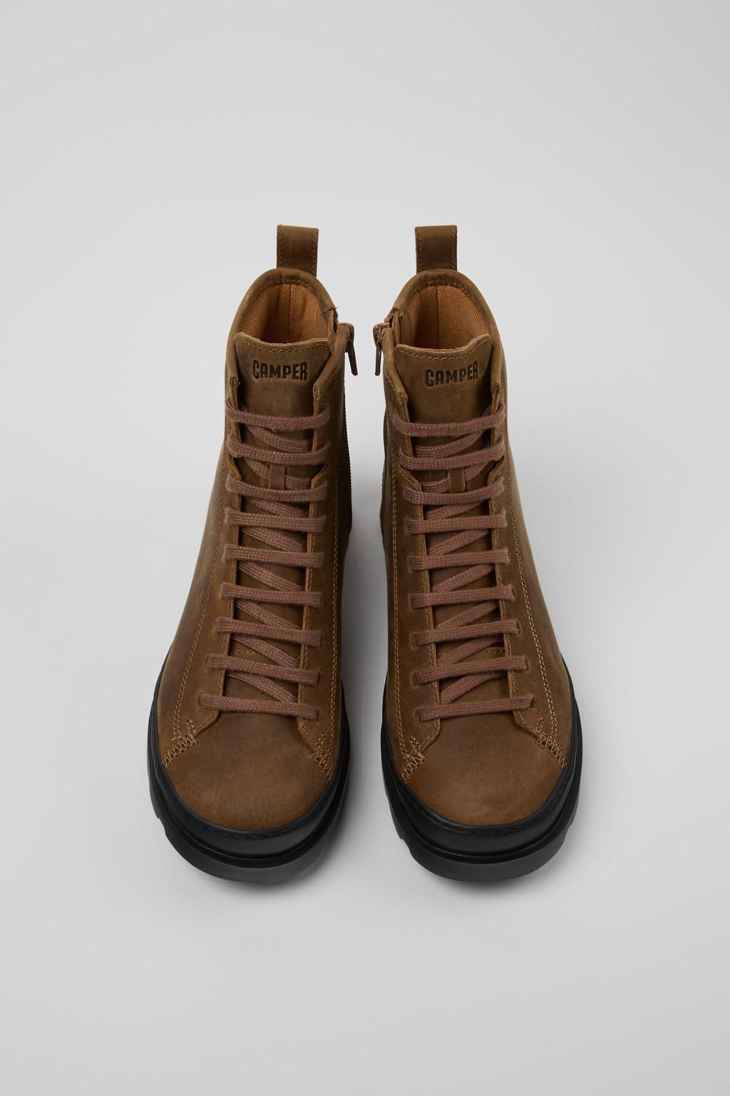 캠퍼 아웃도어 브라운 누벅 레이스업 앵클 부츠 Brutus K400325-051 BROWN - 상세 이미지 4