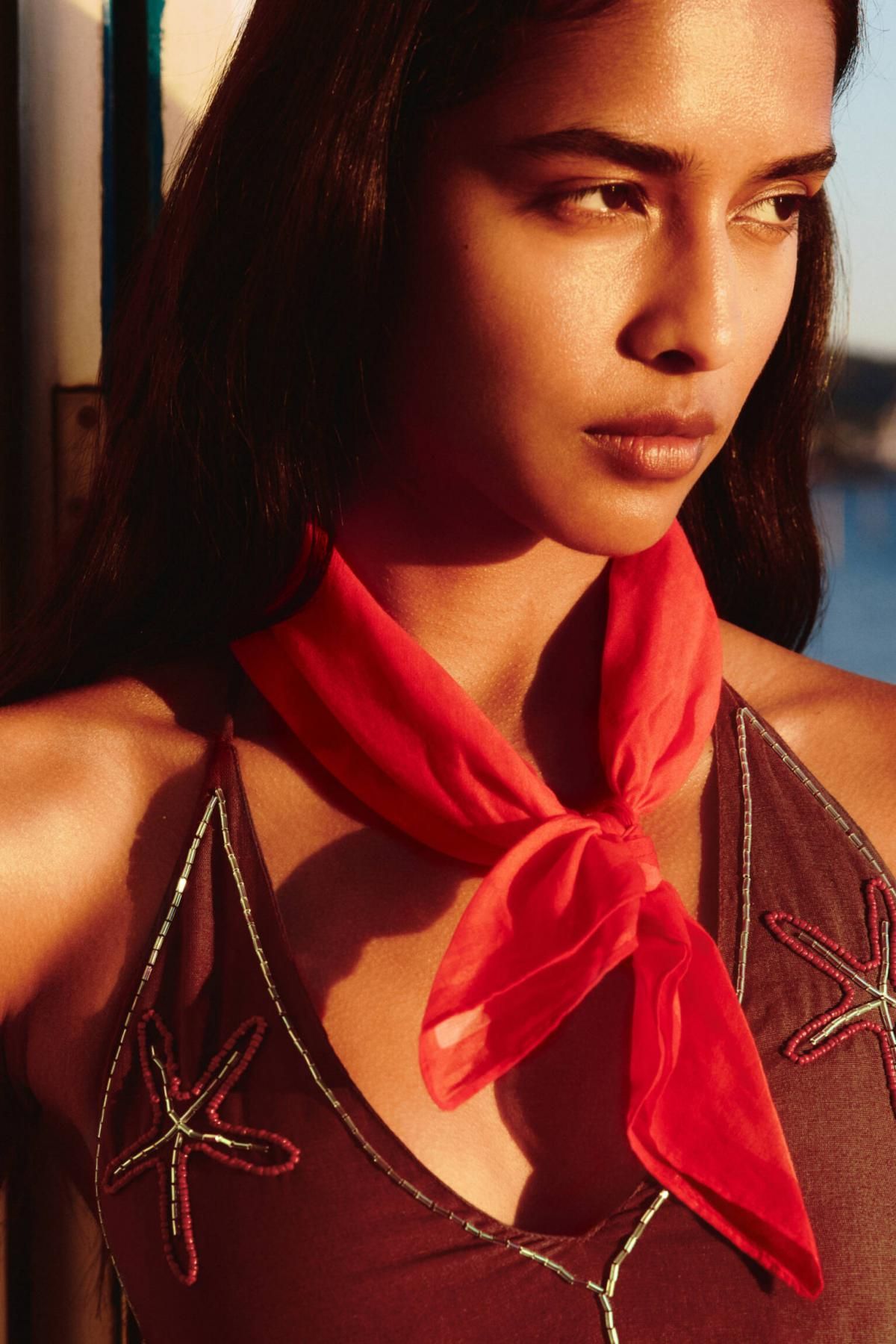 풀앤베어 플로럴 프린트 레드 반다나 스카프 3842/313 RED - 상세 이미지 3