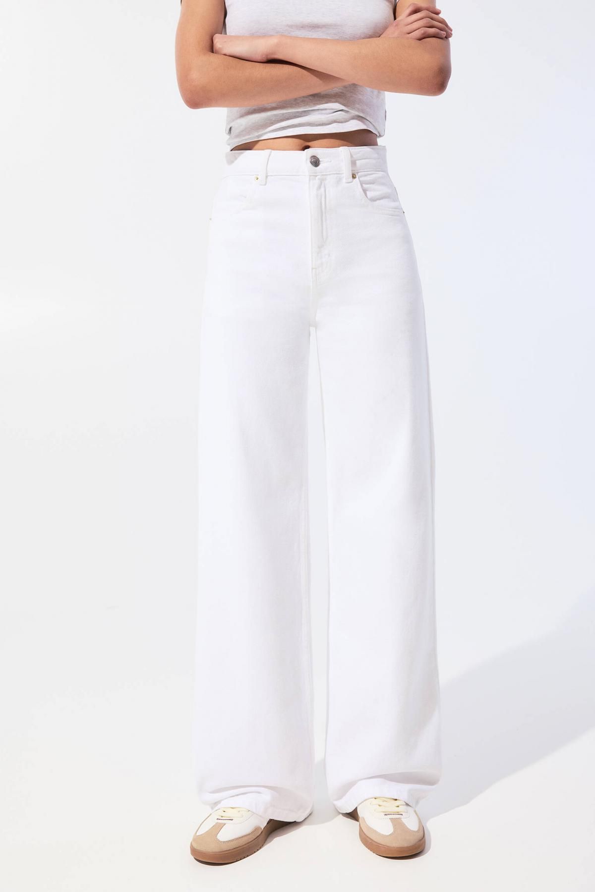풀앤베어 하이웨이스트 와이드핏 데님 팬츠 3687/378 WHITE - 메인 이미지