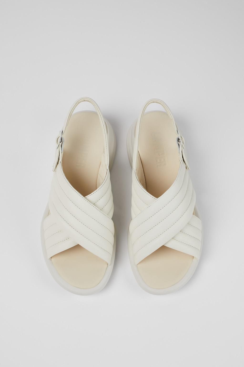 캠퍼 화이트 크로스 웨지 스트랩 샌들 Spiro K201494-010 WHITE - 상세 이미지 4