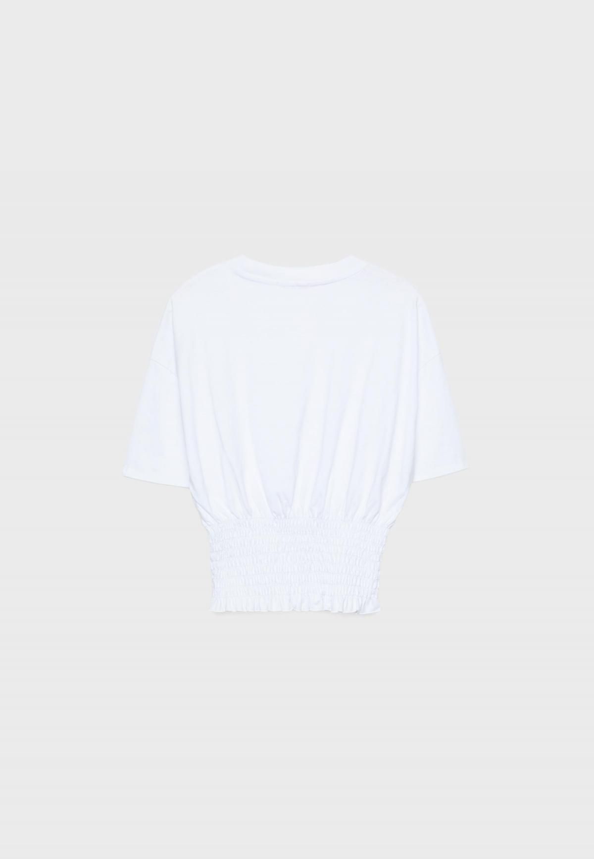 스트라디바리우스 러플 셔링 크롭 반팔 티셔츠 7099/305 WHITE - 상세 이미지 2