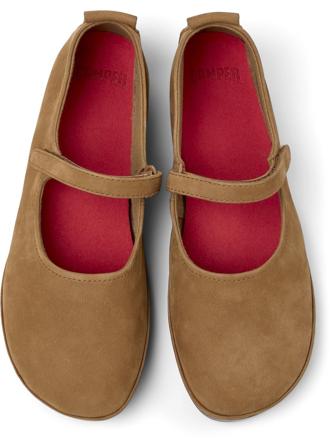 캠퍼 미니멀 메리제인 스트랩 플랫슈즈 Right Nina K201365-030 BROWN - 메인 이미지