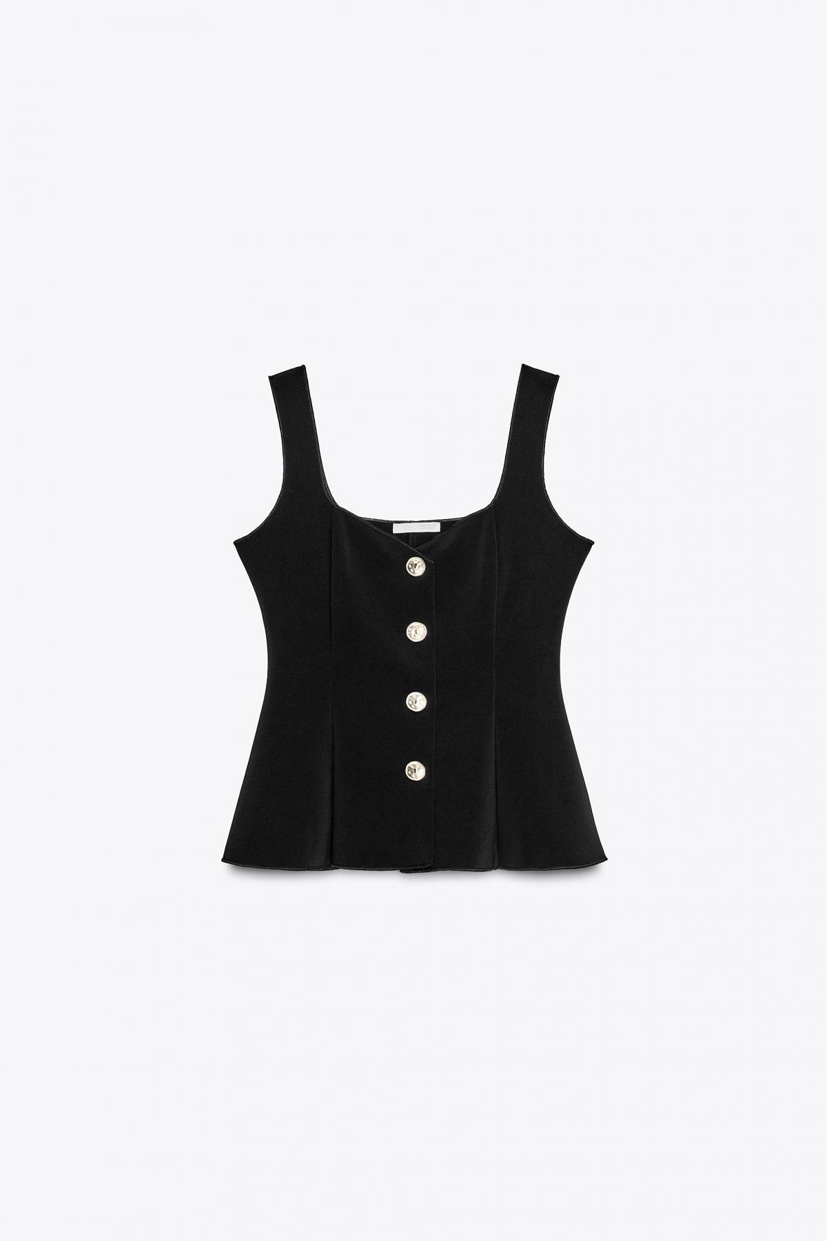 자라 스트레치 페플럼 니트 베스트 5584/629 BLACK - 메인 이미지