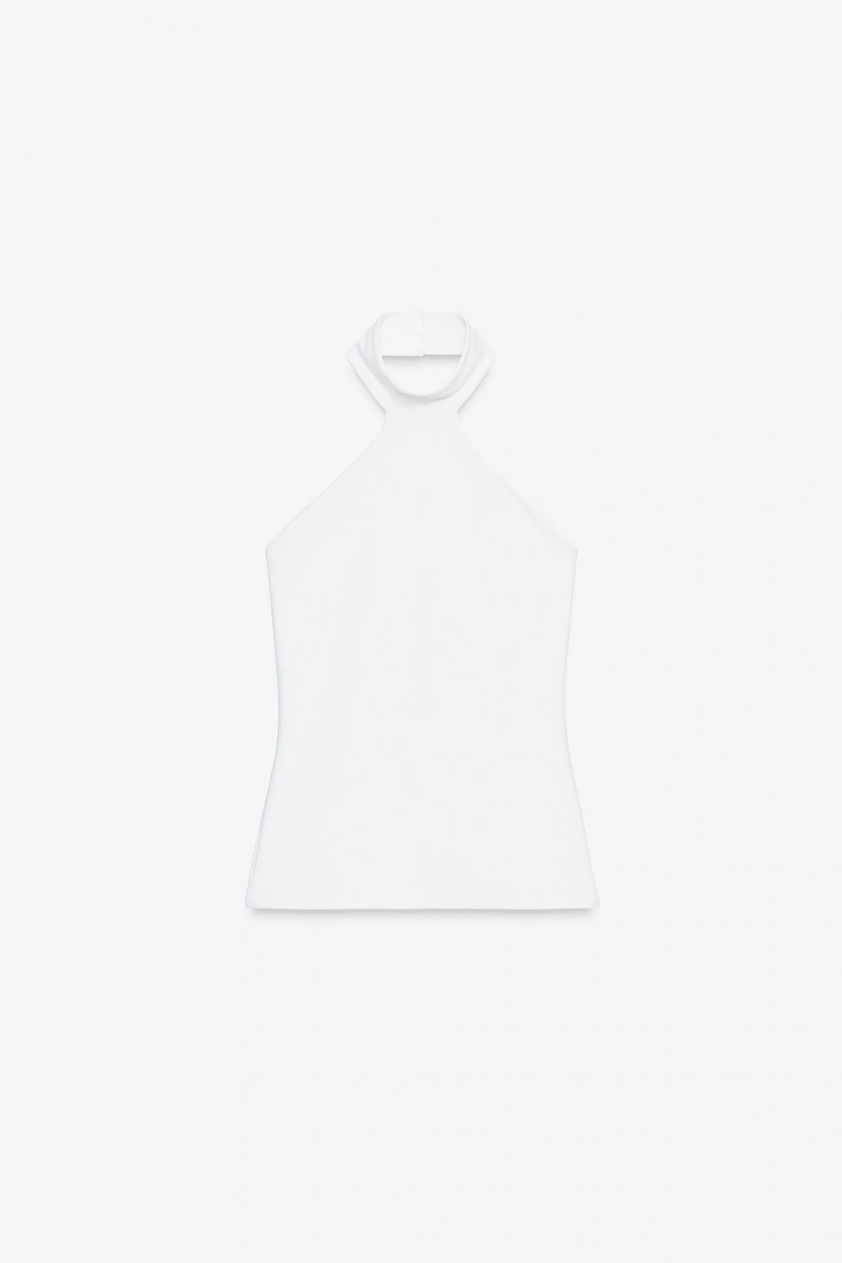 자라 테크니컬 폴리아미드 홀터넥 민소매 3641/153 WHITE - 메인 이미지