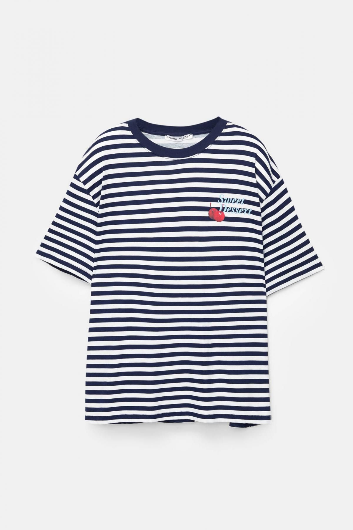풀앤베어 스트라이프 캐주얼 체리 반팔 티셔츠 7151/325 STRIPED - 상품 이미지