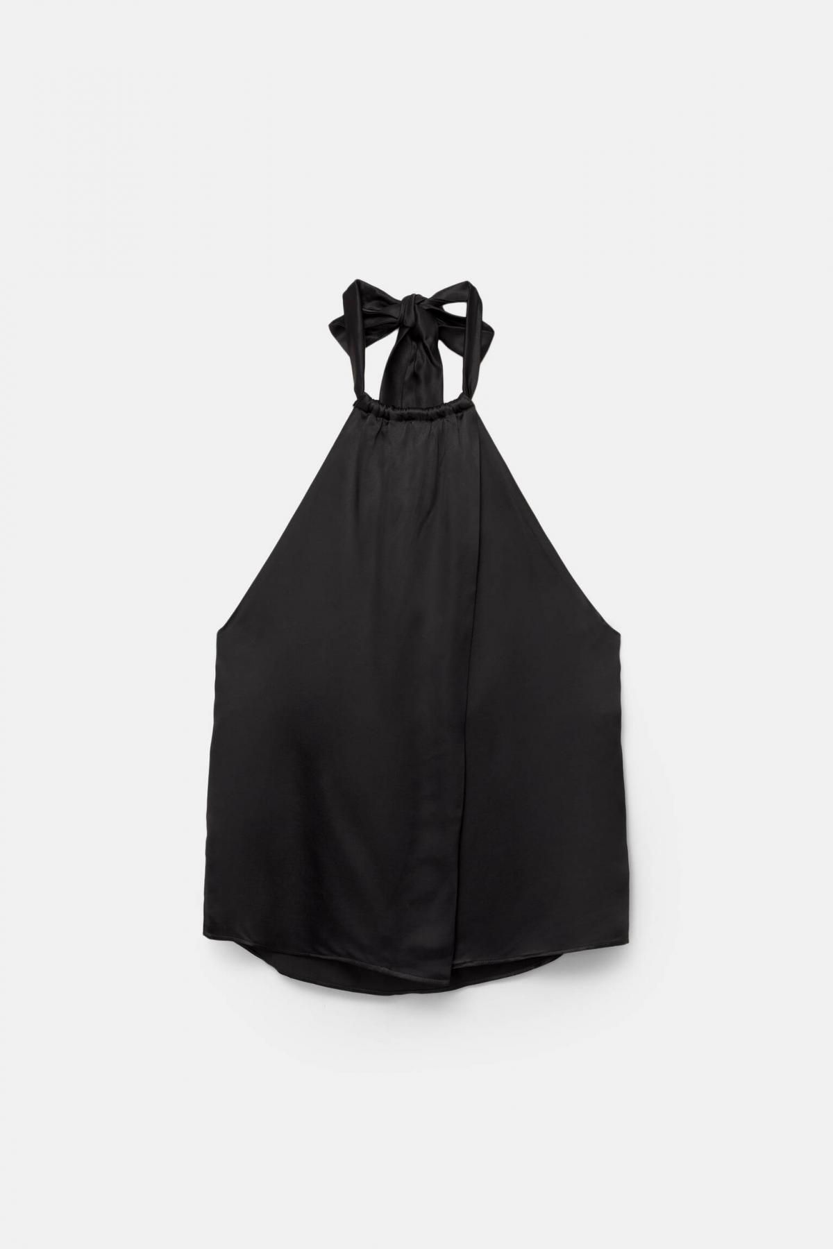 풀앤베어 새틴 백리스 홀터넥 슬리브리스 탑 7472/412 BLACK - 상품 이미지