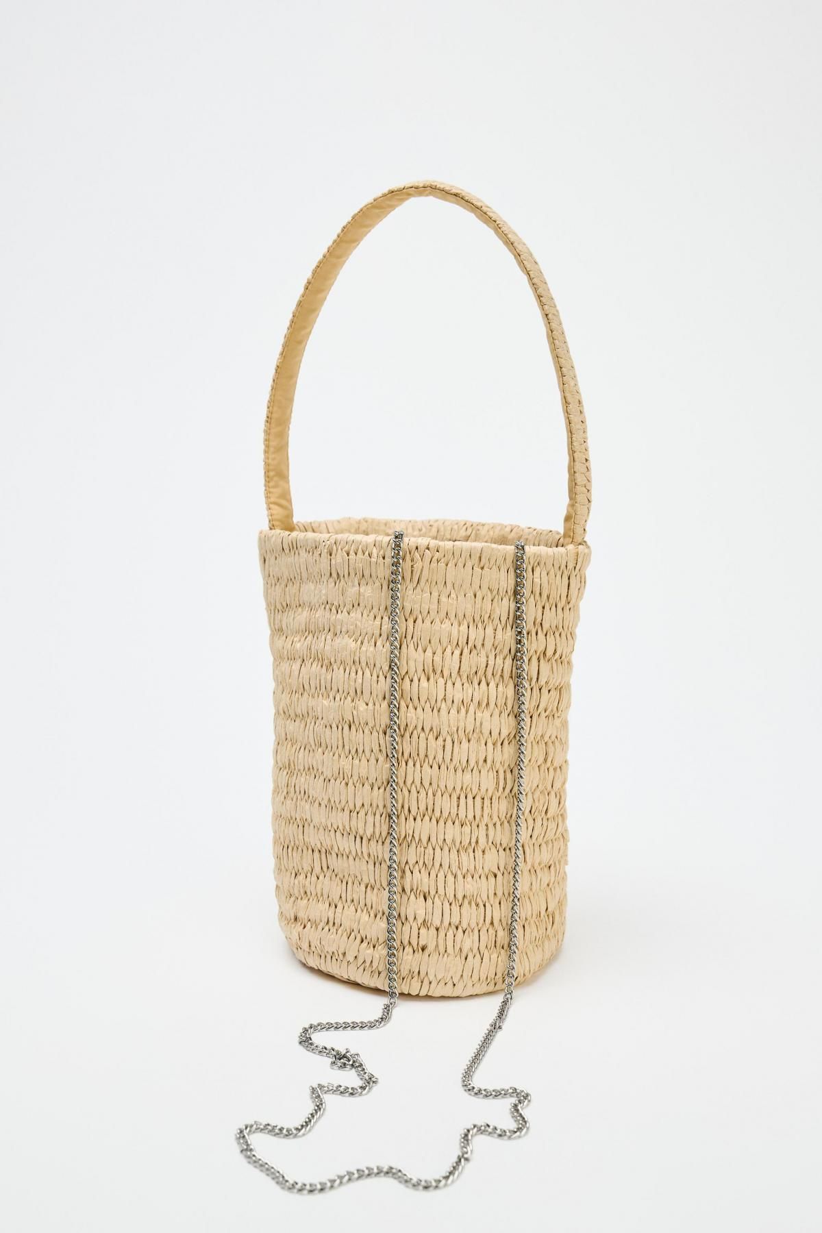 자라 브레이드 디자인 라탄 버킷백 6014/610 LIGHT BEIGE