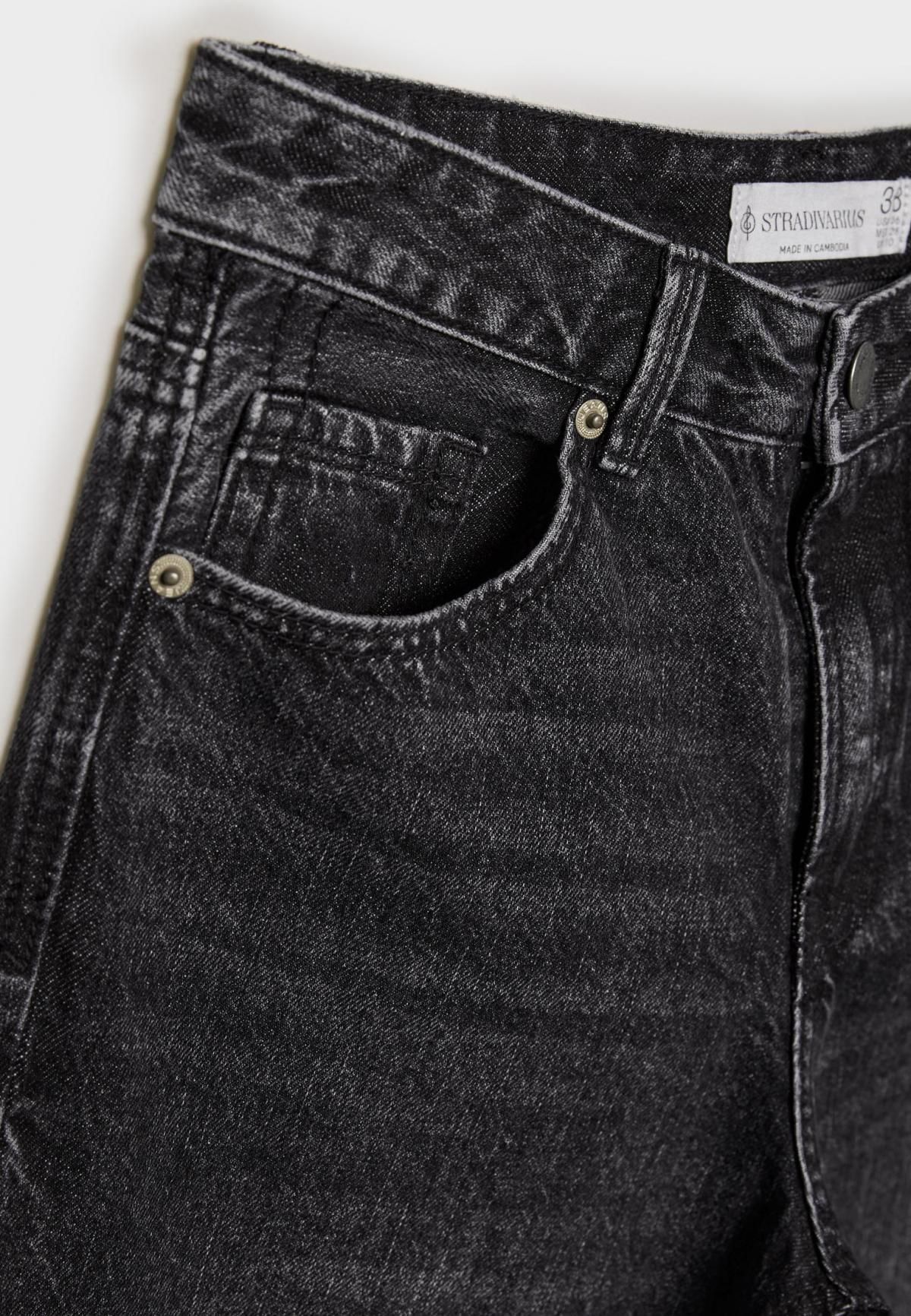 스트라디바리우스 하이라이즈 와이드핏 블랙 데님 팬츠 4891/951 BLACK DENIM WASH - 상세 이미지 2