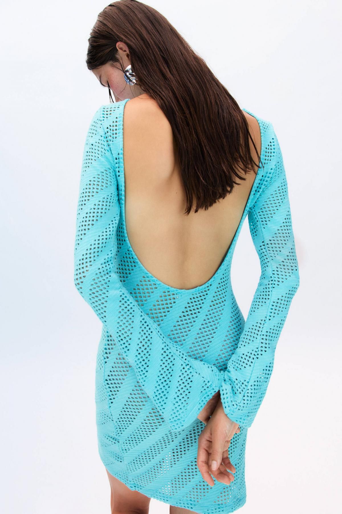 풀앤베어 트렌디 컷워크 오픈백 미니 원피스 민트 7394/419 TURQUOISE - 상세 이미지 4