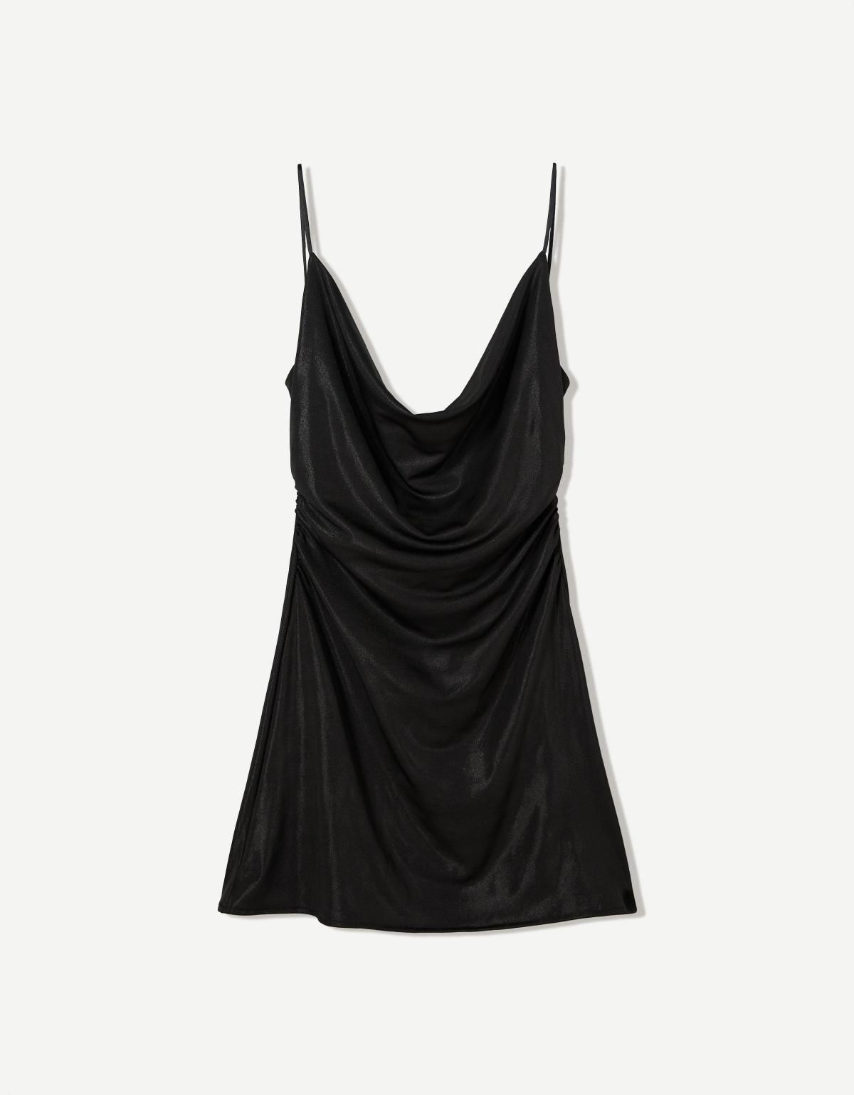 버쉬카 샤이니 스트랩 파티 슬리브리스 블랙 미니 원피스 5752/187 BLACK - 상품 이미지