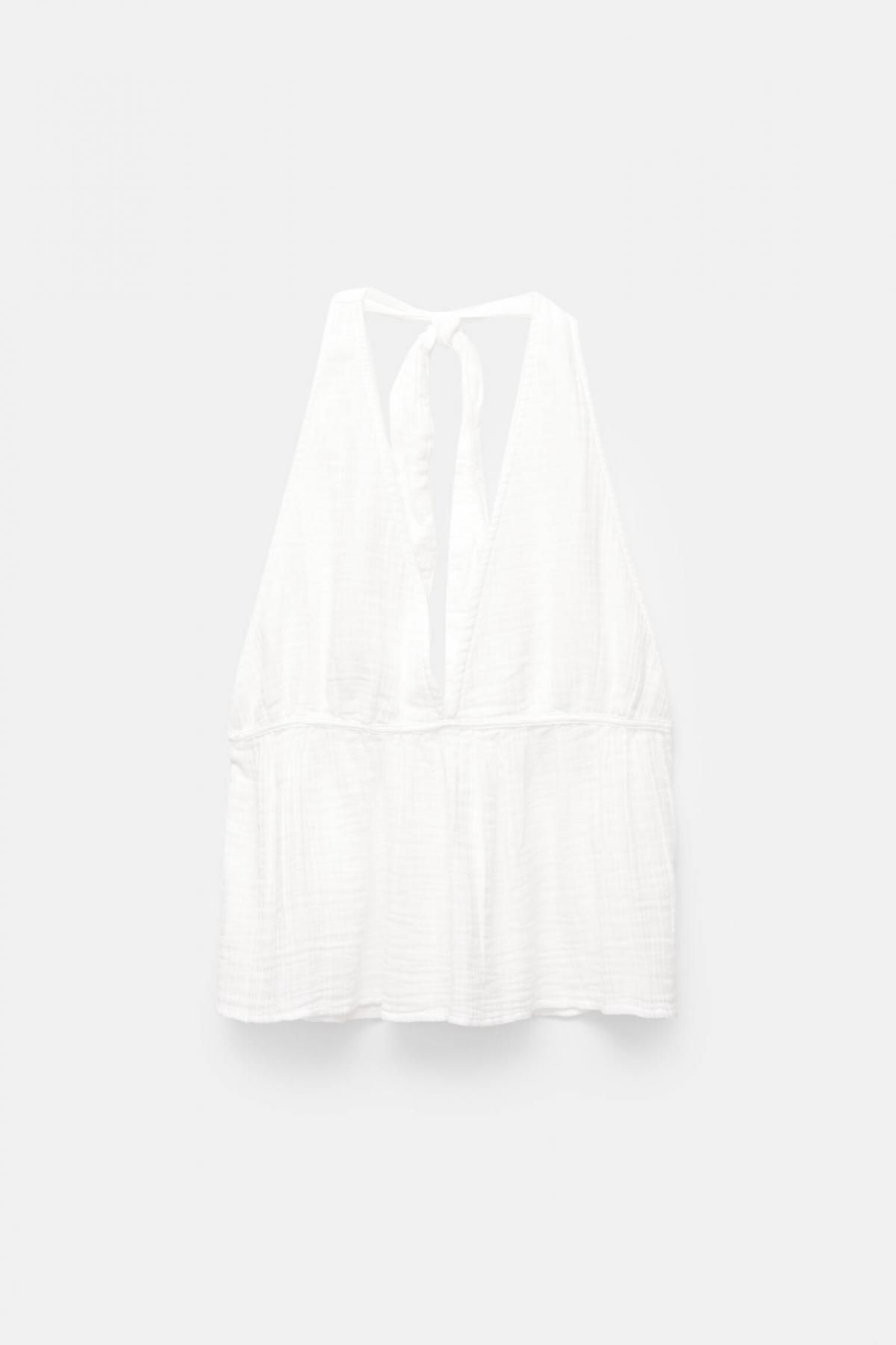 풀앤베어 크로셰 민소매 홀터넥 탑 7472/320 WHITE - 상품 이미지