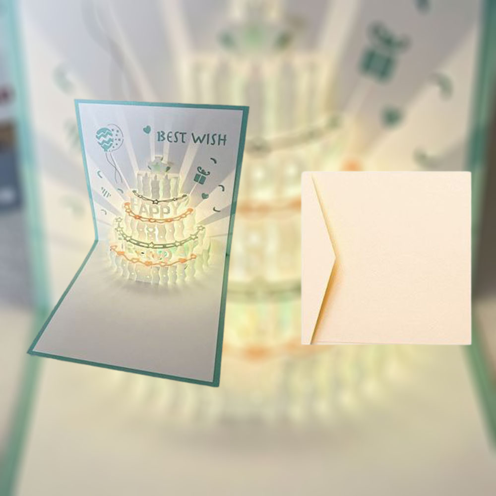 반짝 3D 생일카드 기념일 축하 편지지 케이크 - 상품 이미지