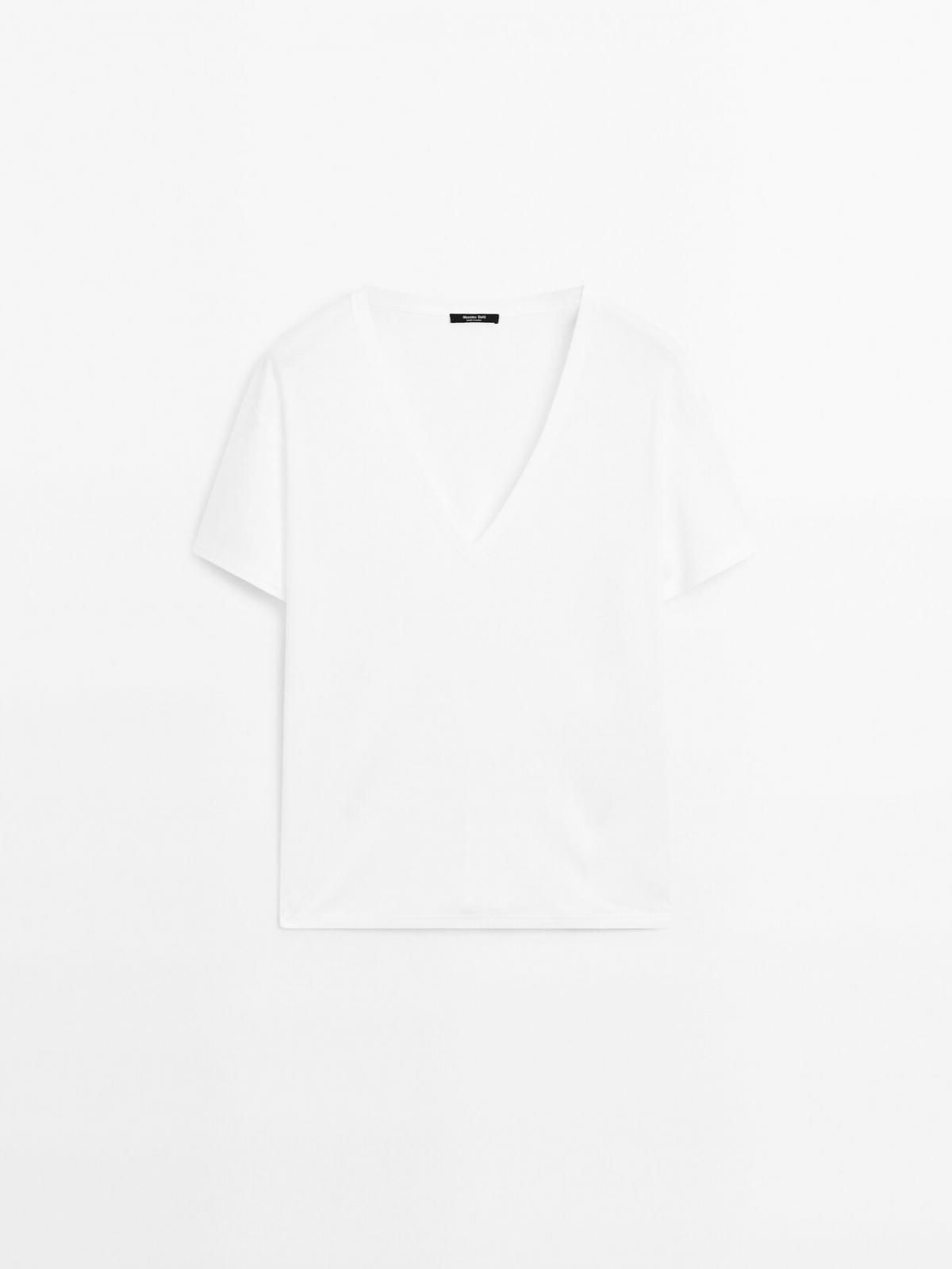 마시모두띠 베이직 100COTTON 브이넥 반팔 티셔츠 6831/935 WHITE - 상품 이미지
