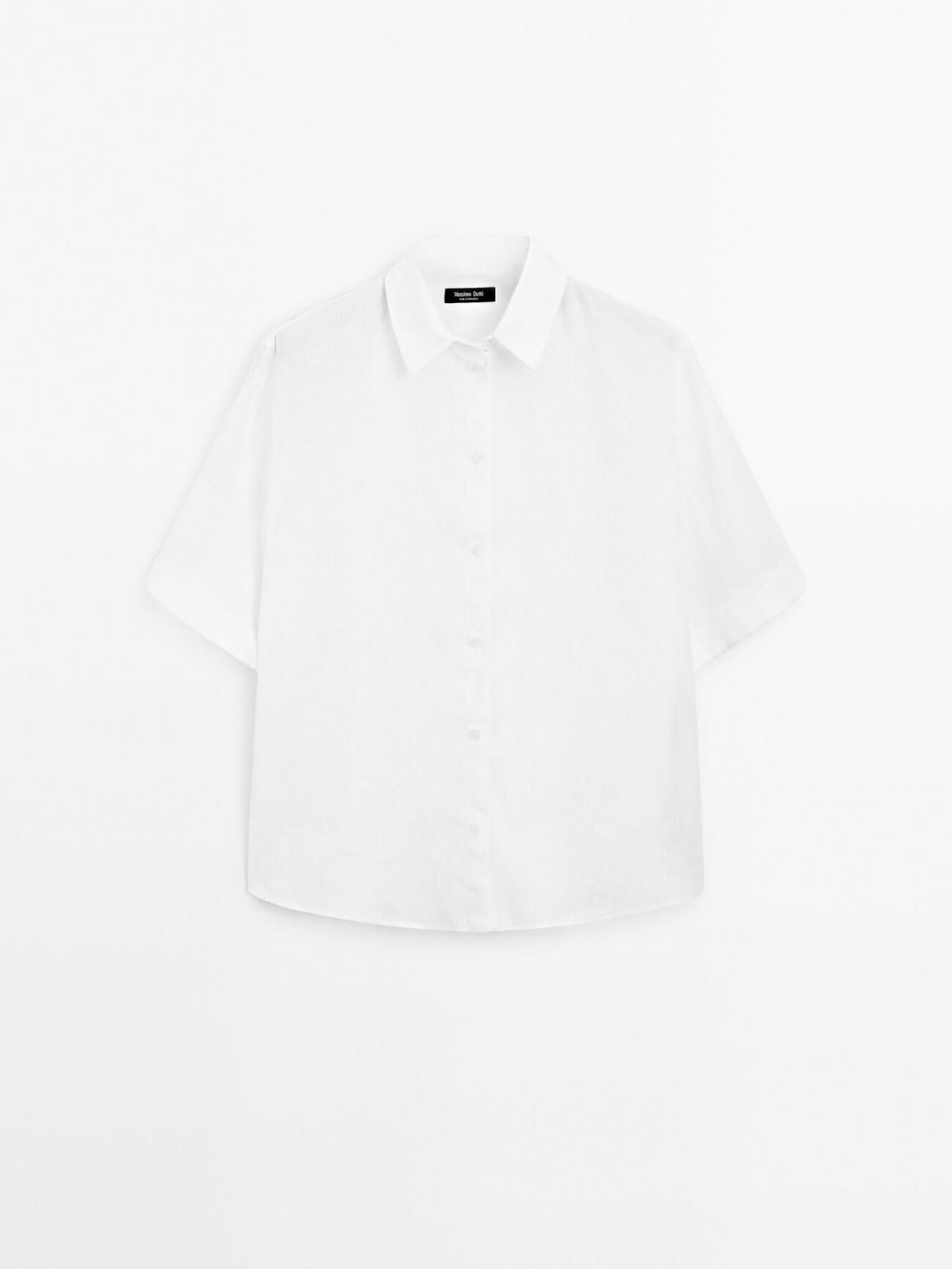 마시모두띠 100 린넨 반팔 셔츠 5123/505 WHITE - 메인 이미지