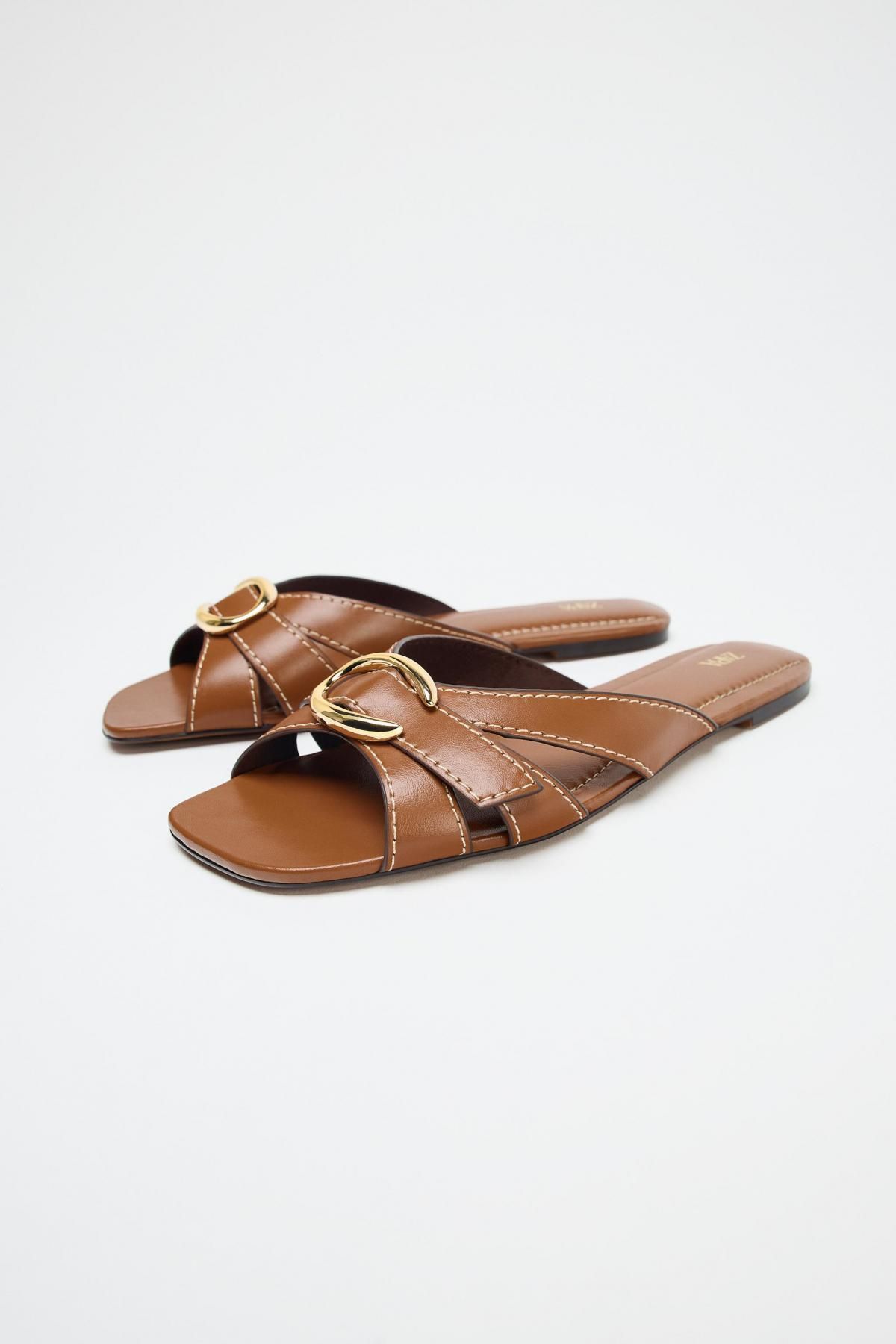 자라 메탈 디테일 크로스 스트랩 샌들 2648/610 BROWN - 상세 이미지 4