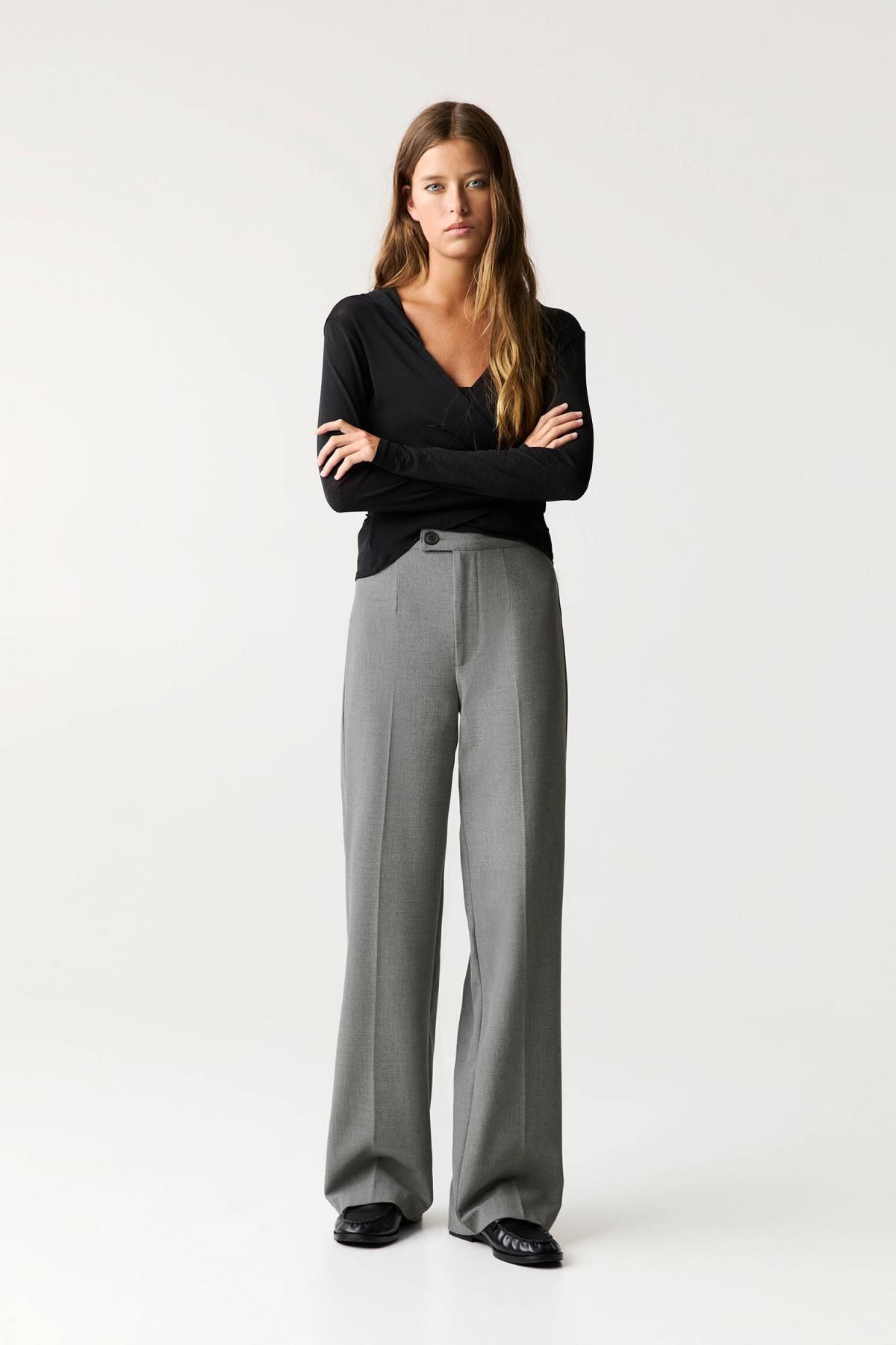 풀앤베어 하이웨이스트 테크니컬 스트레이트 슬랙스 팬츠 3680/421 MEDIUM GREY - 상세 이미지 2