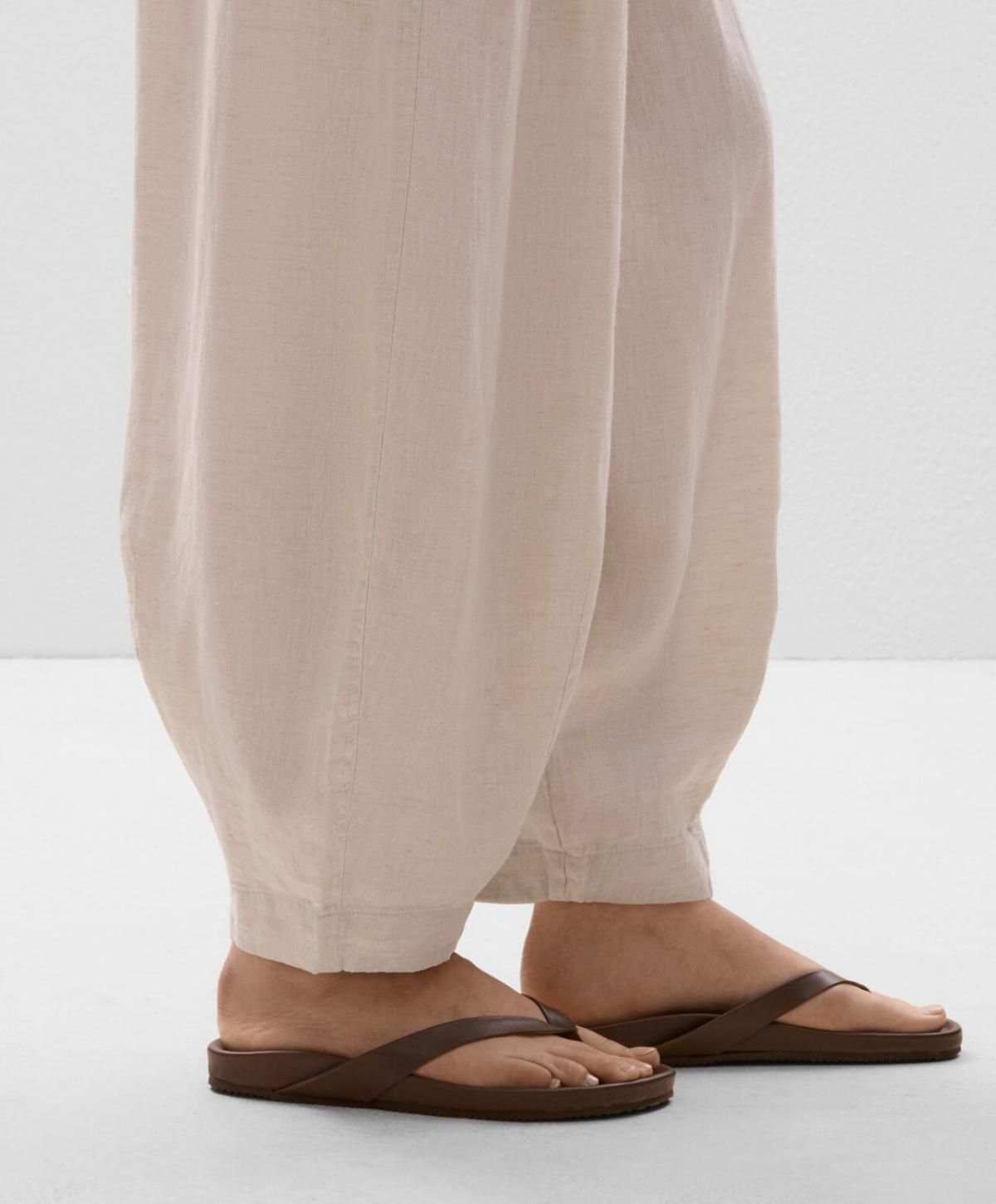 오이쇼 내추럴 린넨 벌룬 팬츠 와이드 밴딩 3304/044 SANDMELANGE - 상세 이미지 3