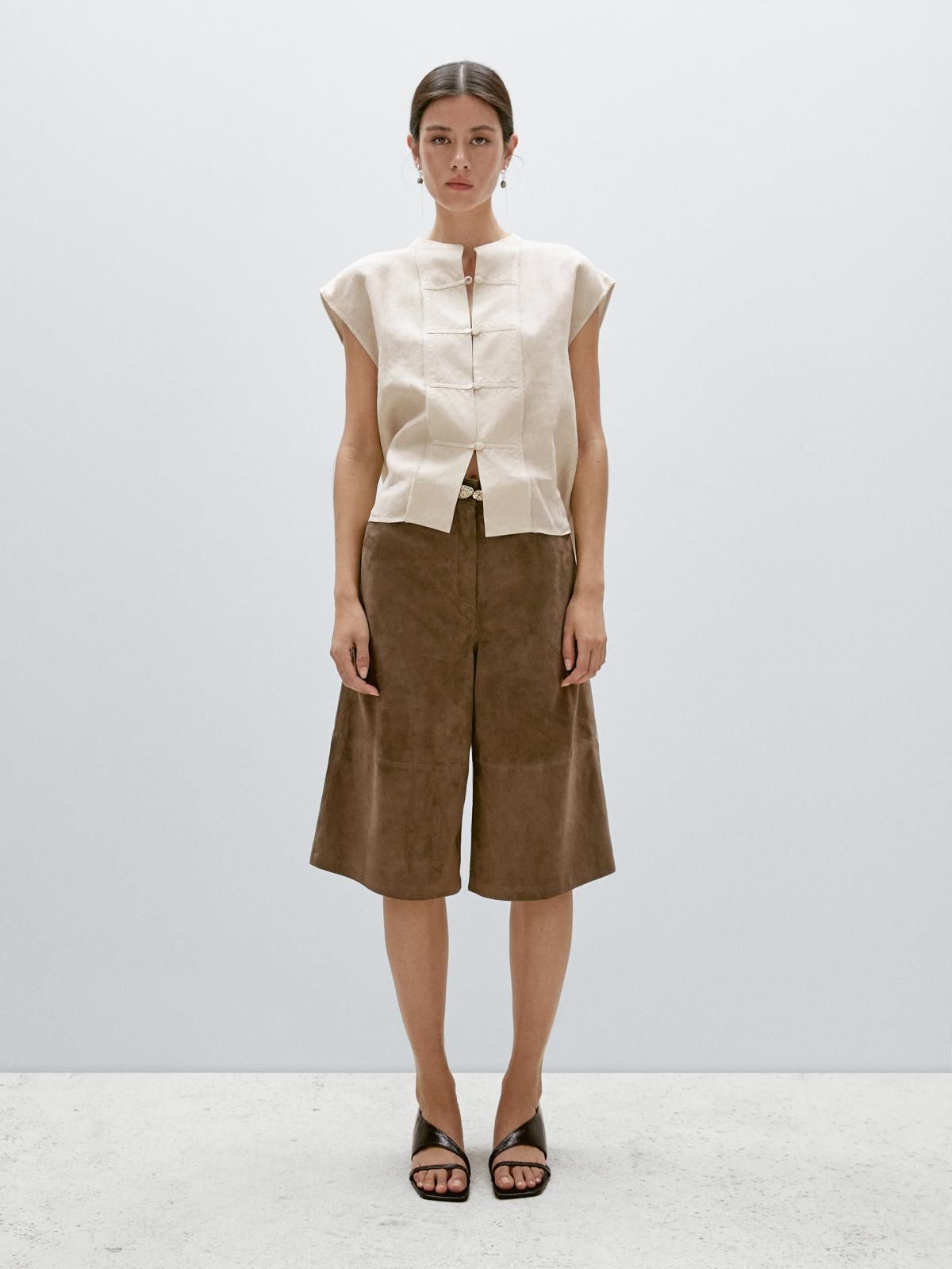 마시모두띠 체스트 디테일 린넨 베스트 5123/724 BEIGE - 상세 이미지 2