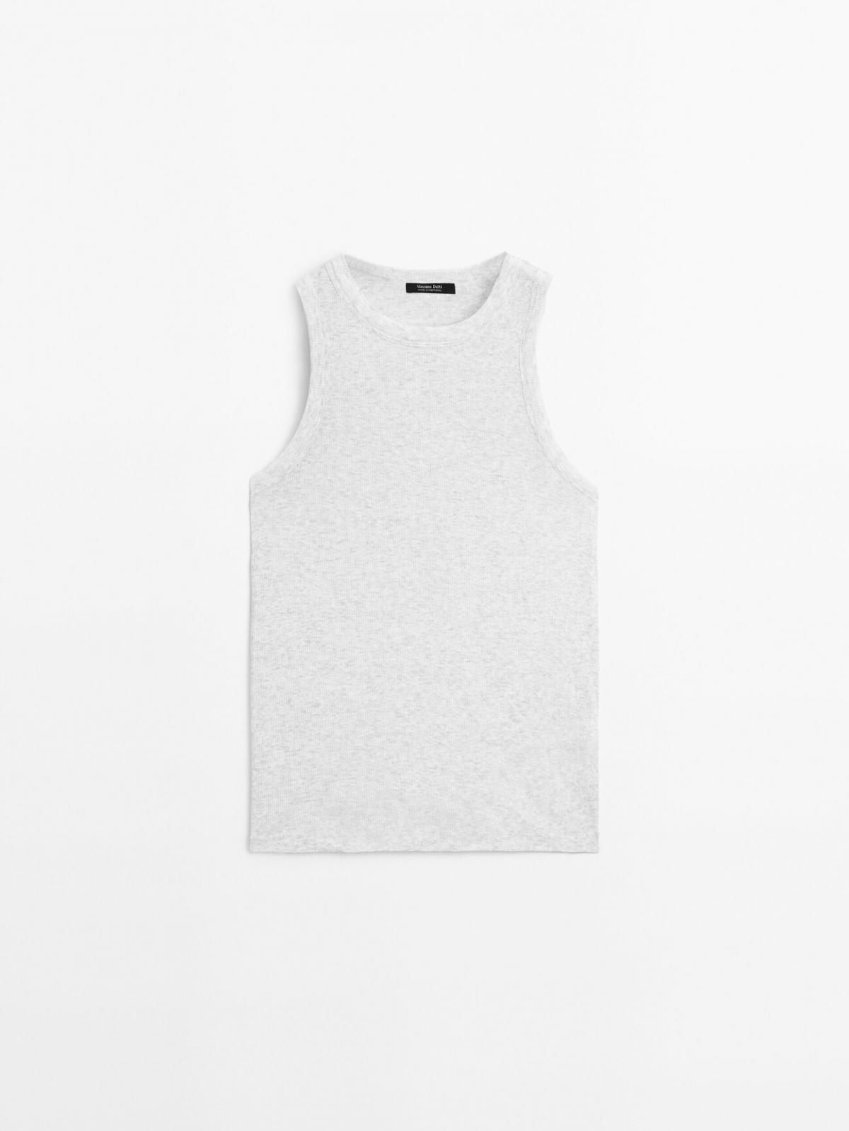 마시모두띠 베이직 100 코튼 홀터넥 민소매 탑 6265/300 GREY MARL - 상품 이미지