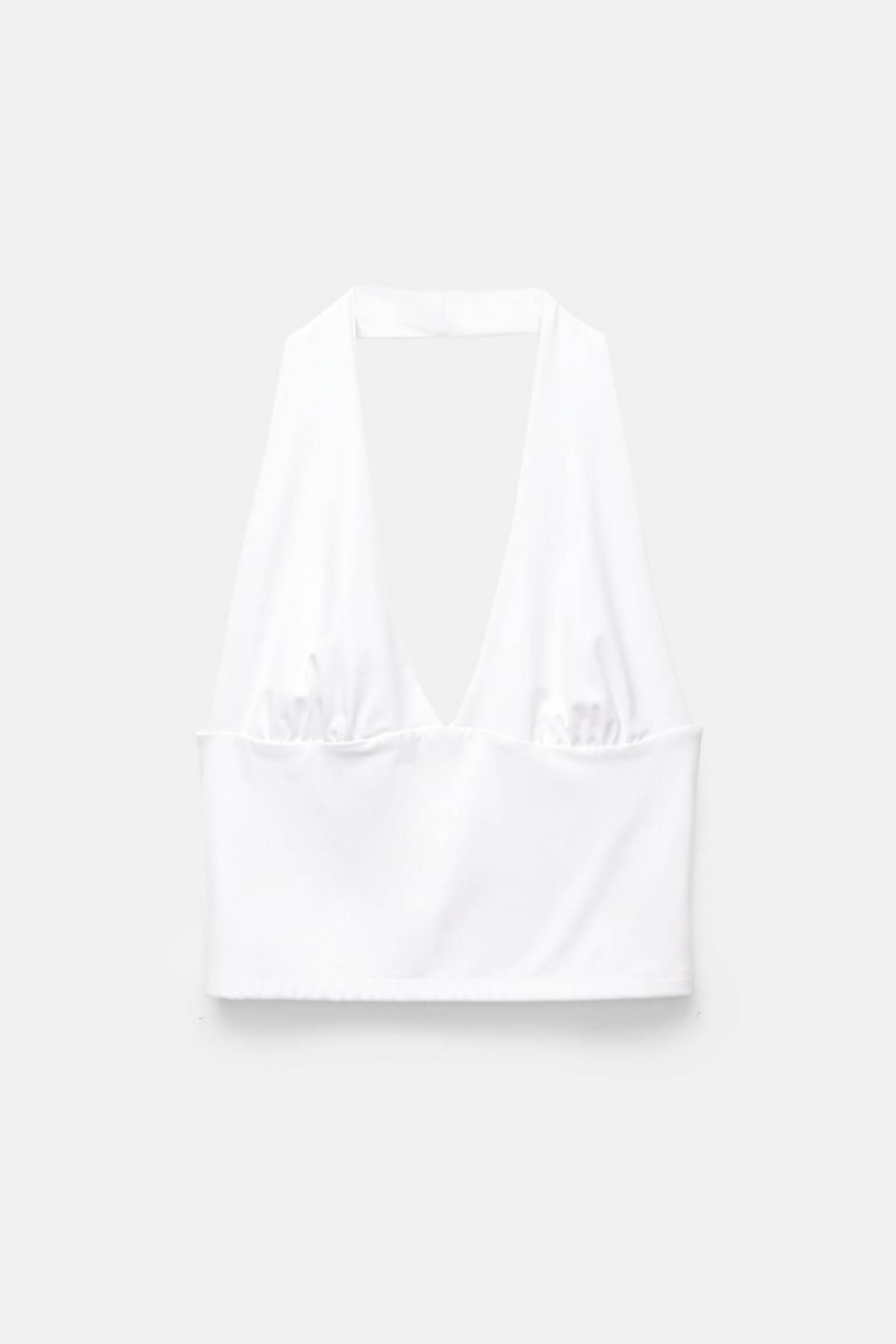 풀앤베어 백리스 크롭 홀터넥 탑 3248/350 WHITE - 상품 이미지